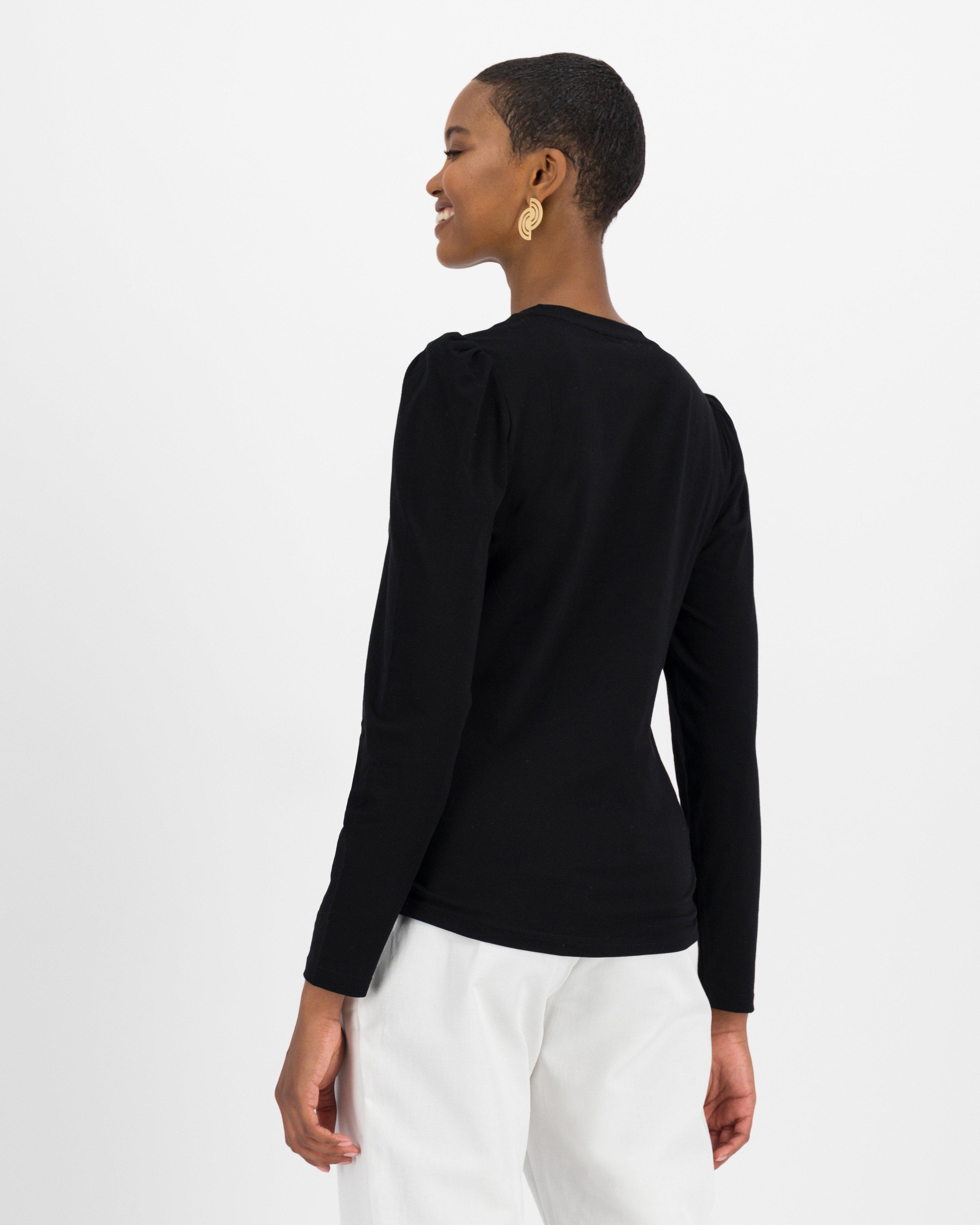 Thelma Puff Sleeve Top -  black