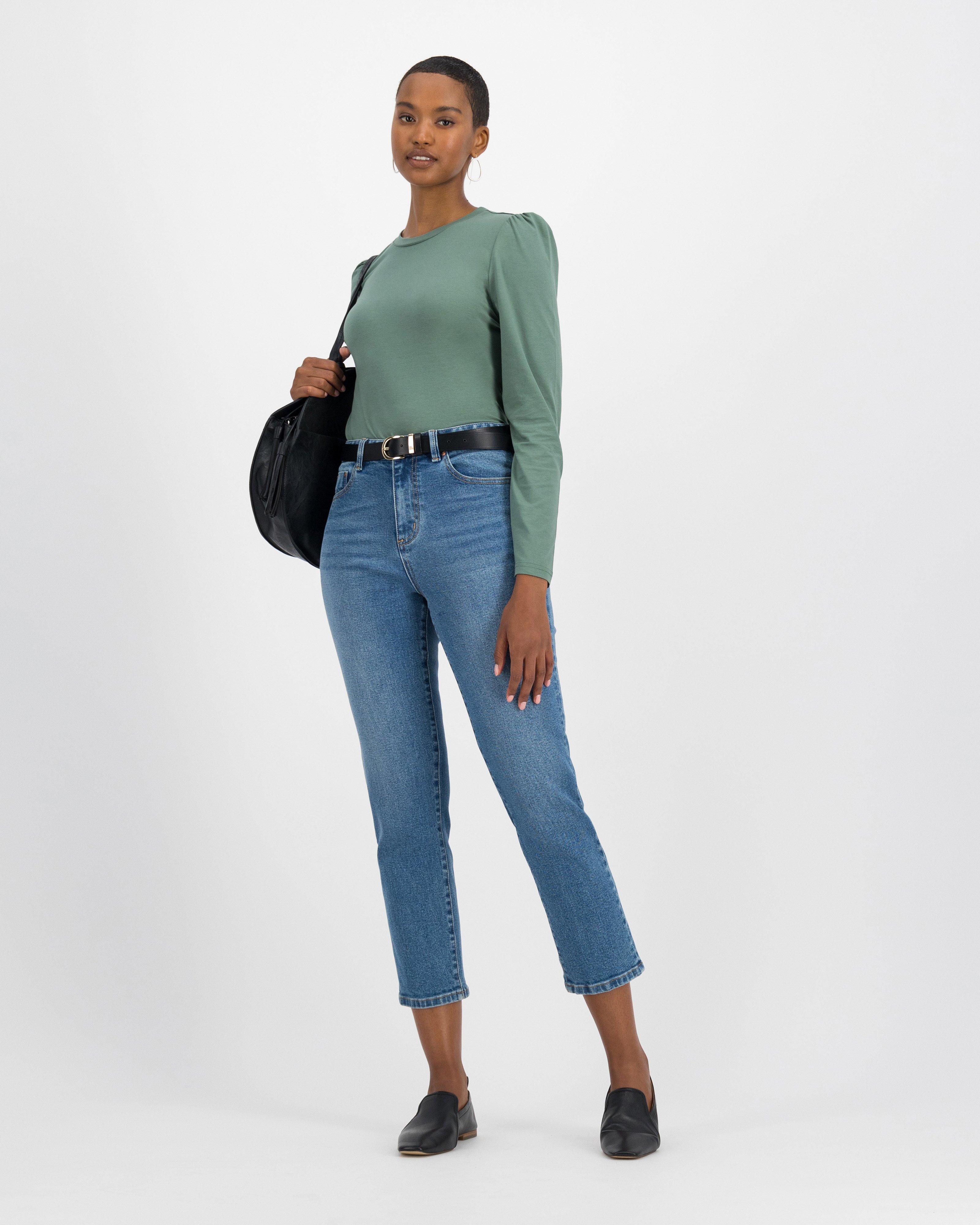 Thelma Puff Sleeve Top -  green