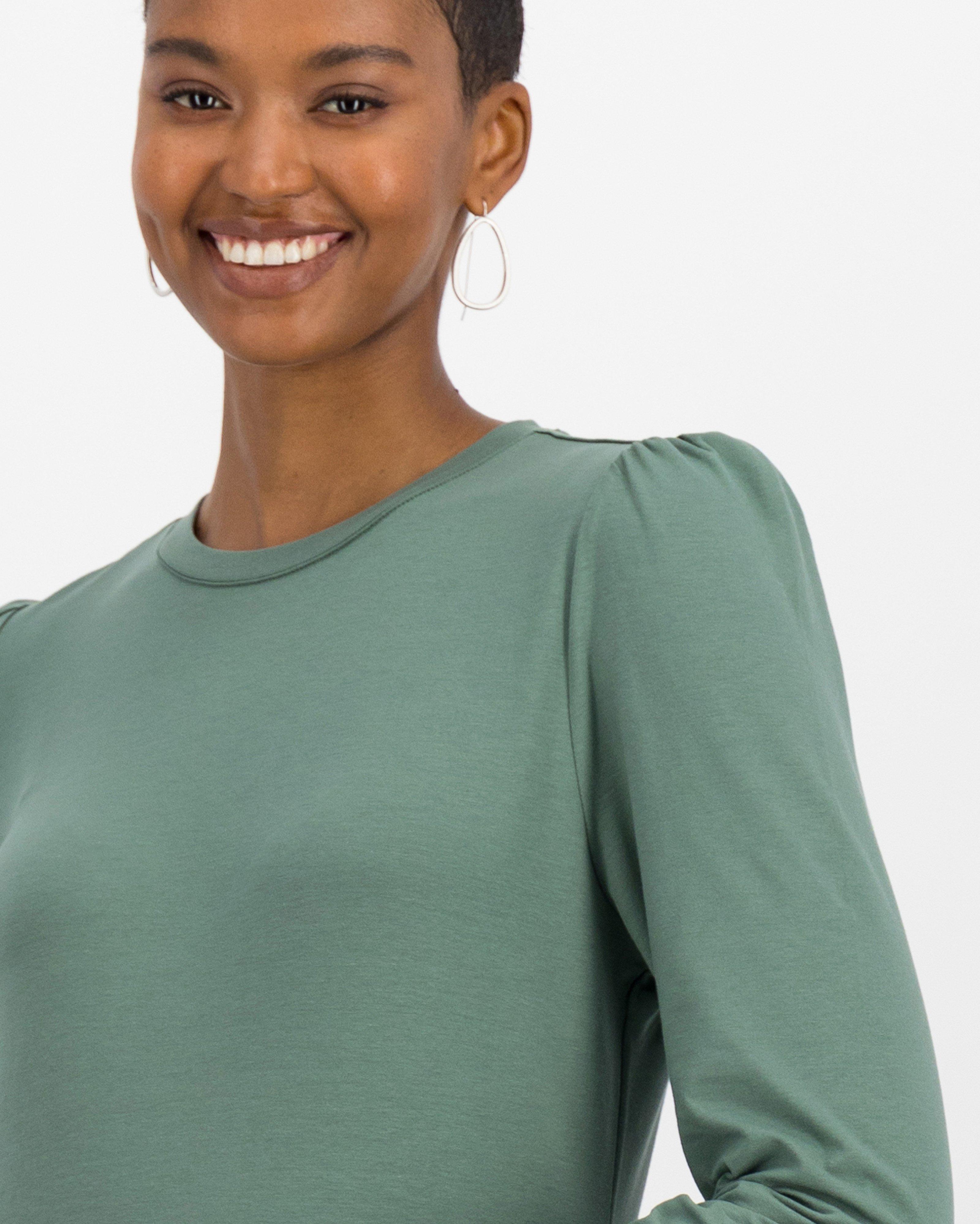 Thelma Puff Sleeve Top -  green