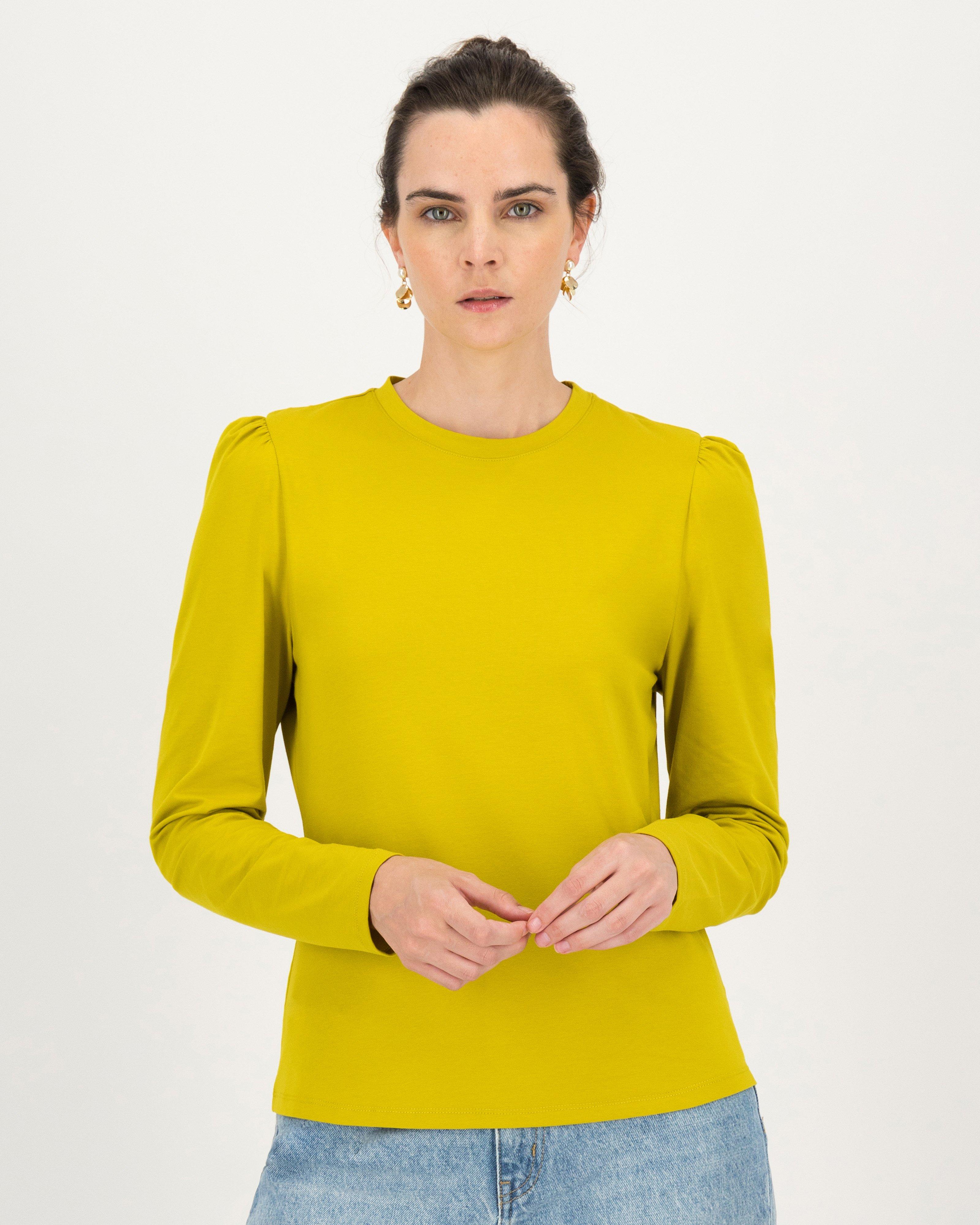 Thelma Puff Sleeve Top -  chartreuse