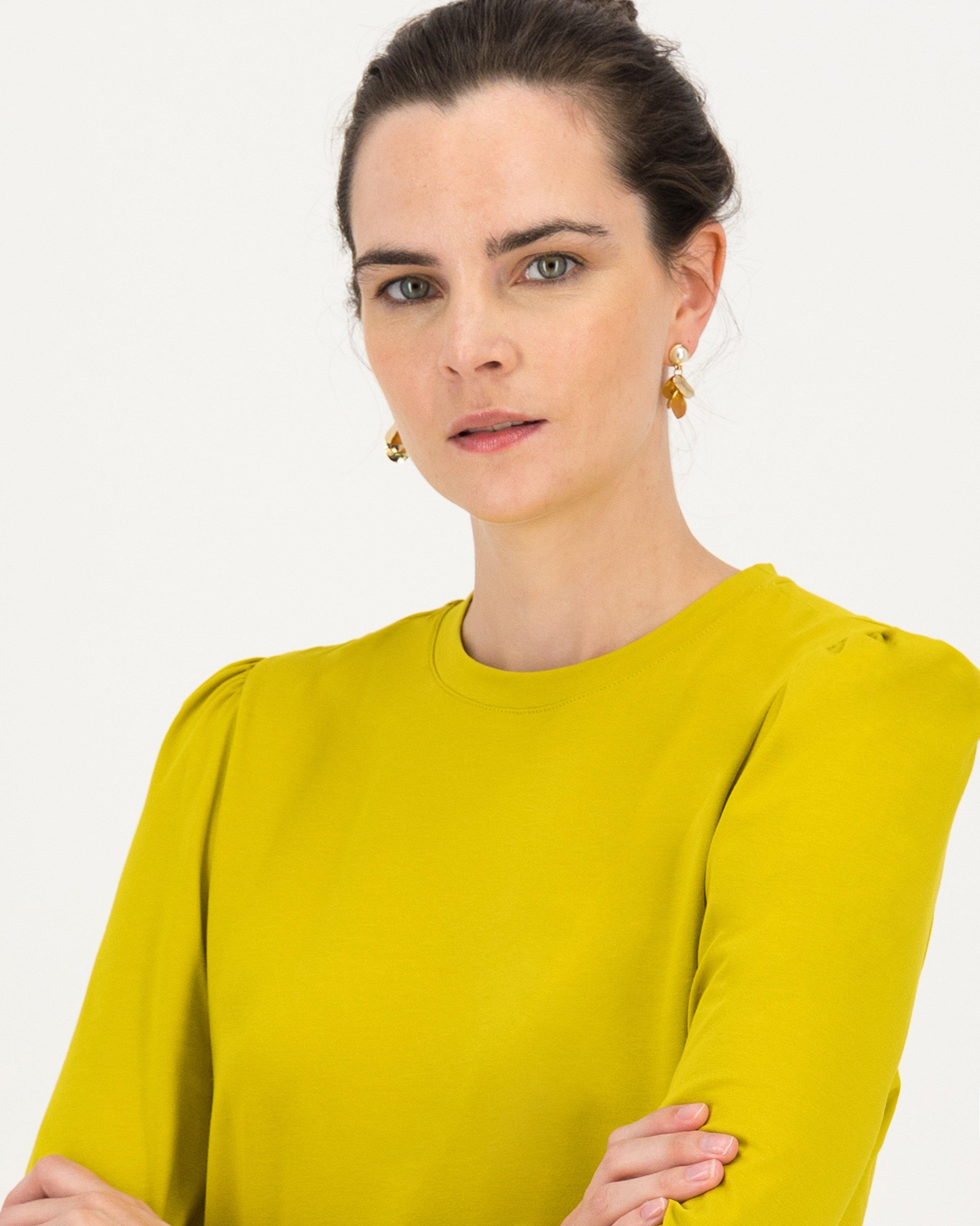 Thelma Puff Sleeve Top -  chartreuse