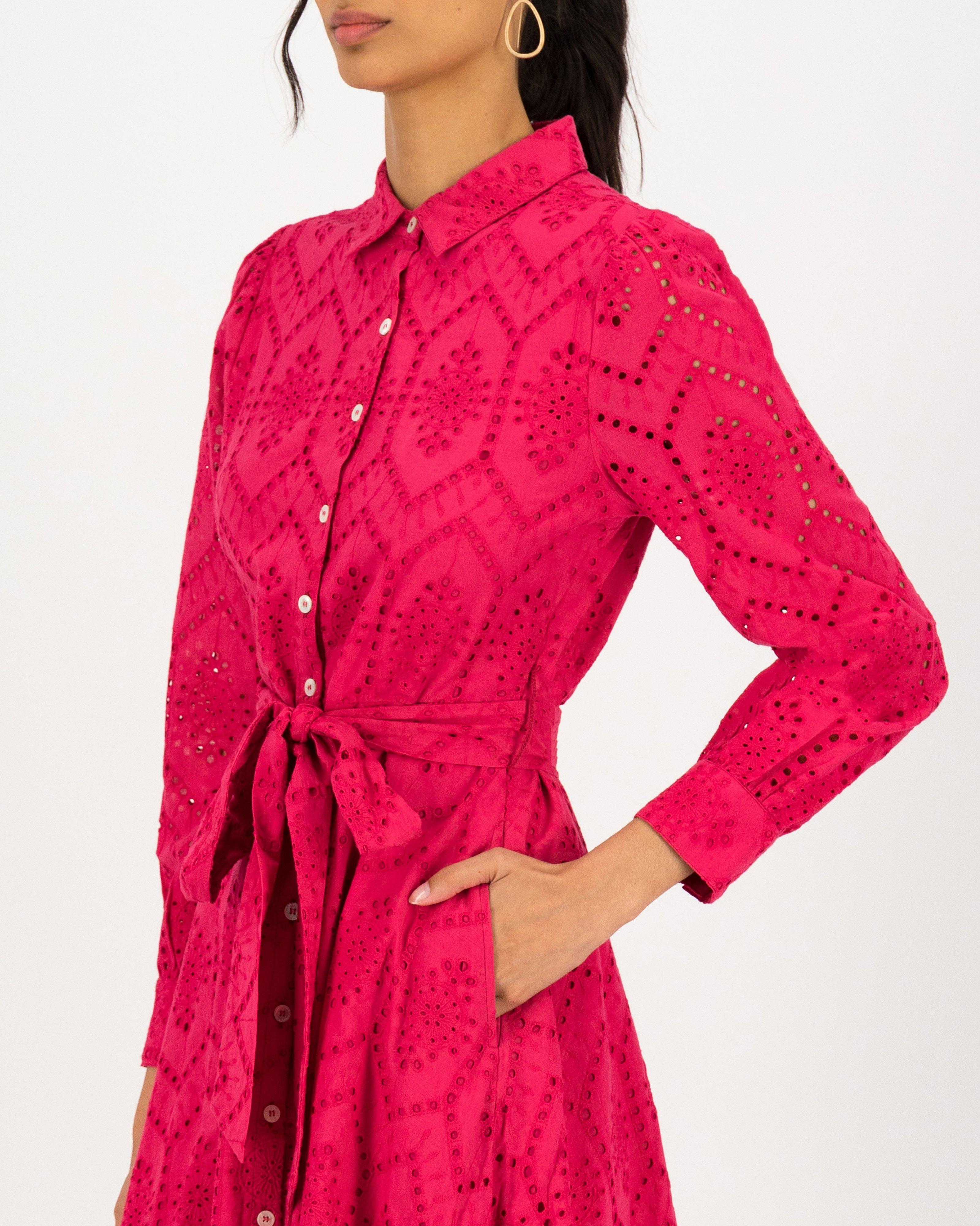 Julia Anglaise Dress -  pink