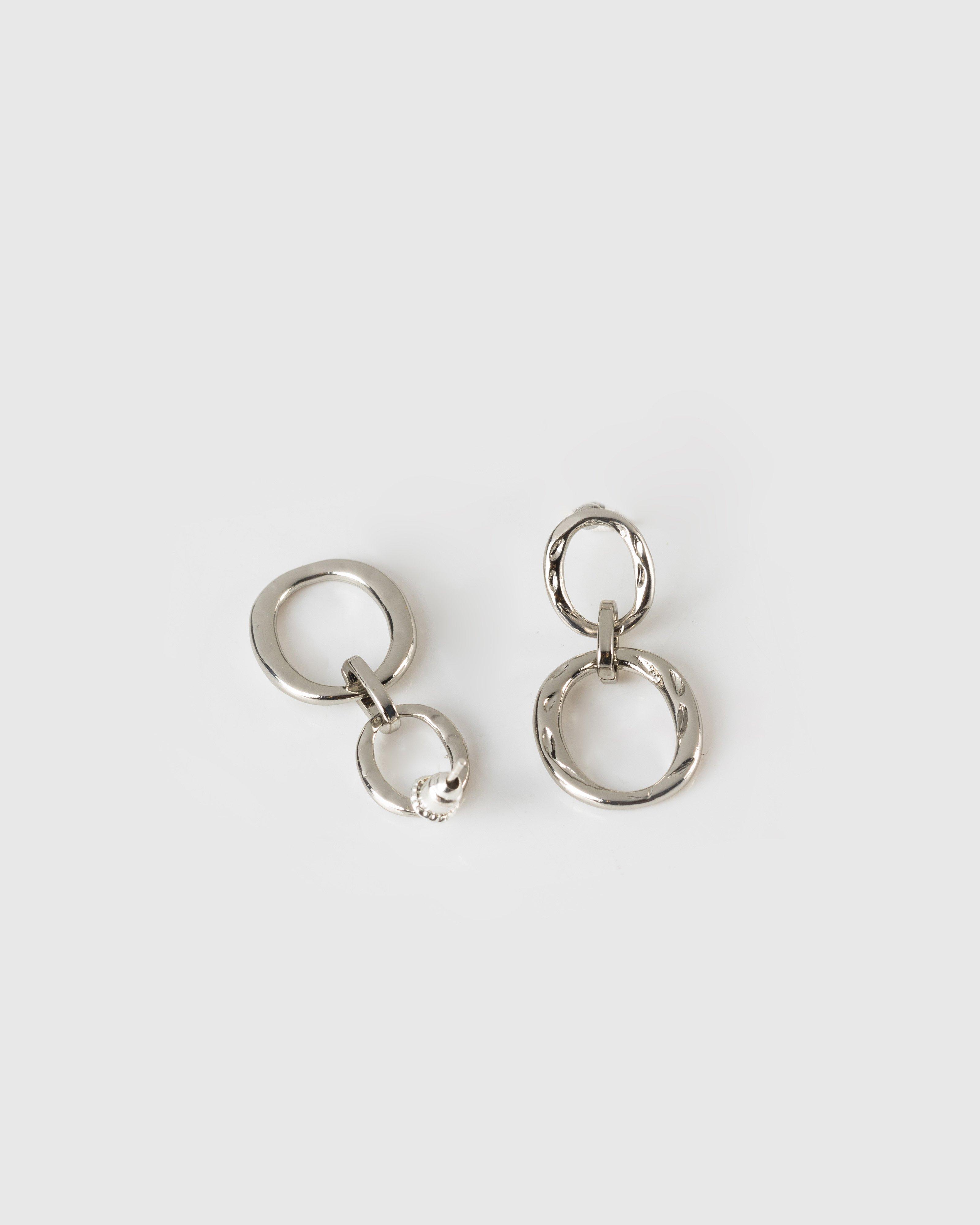 Twisted Oval Linked Drop Earrings -  silver