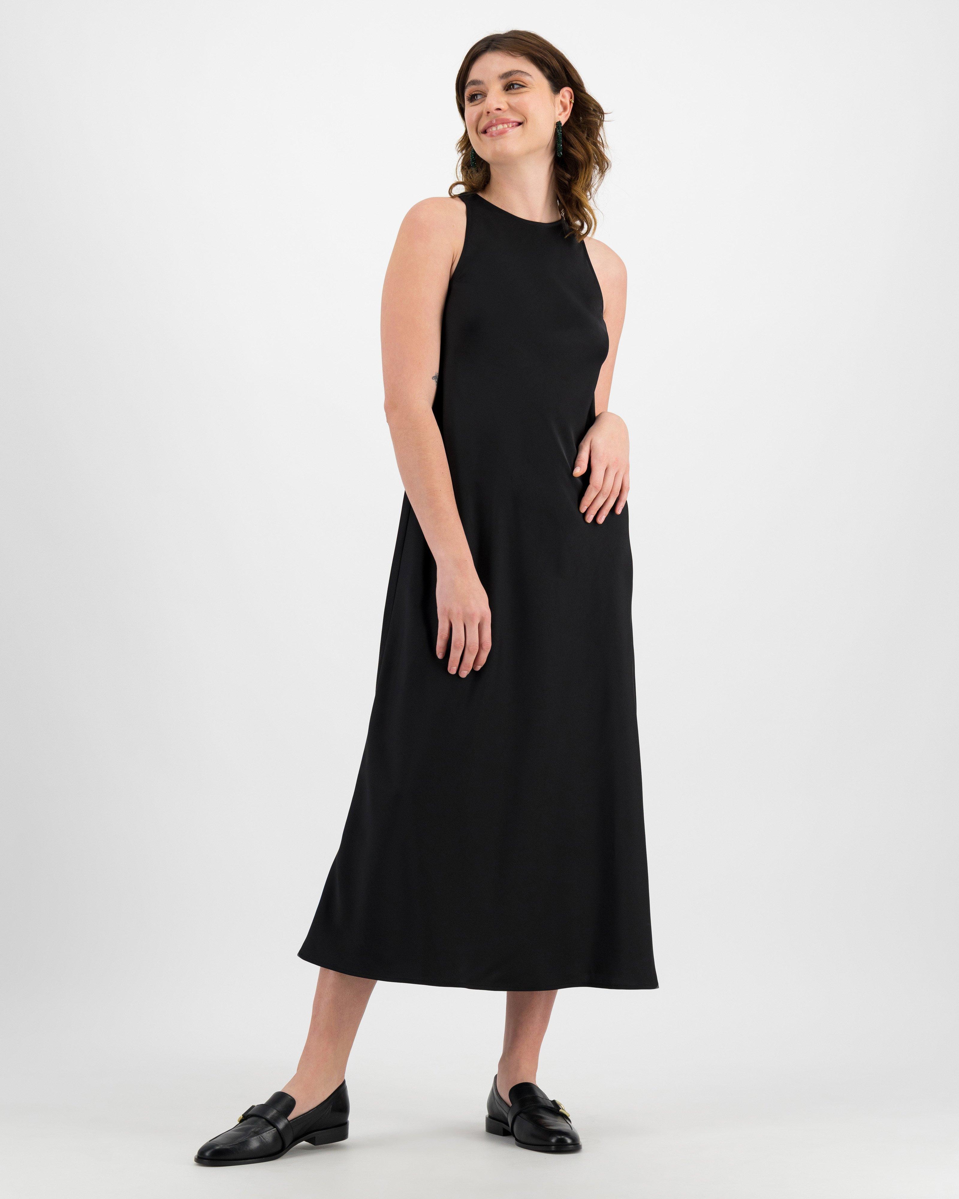 Annabelle Biased Cut Slip Dress -  black