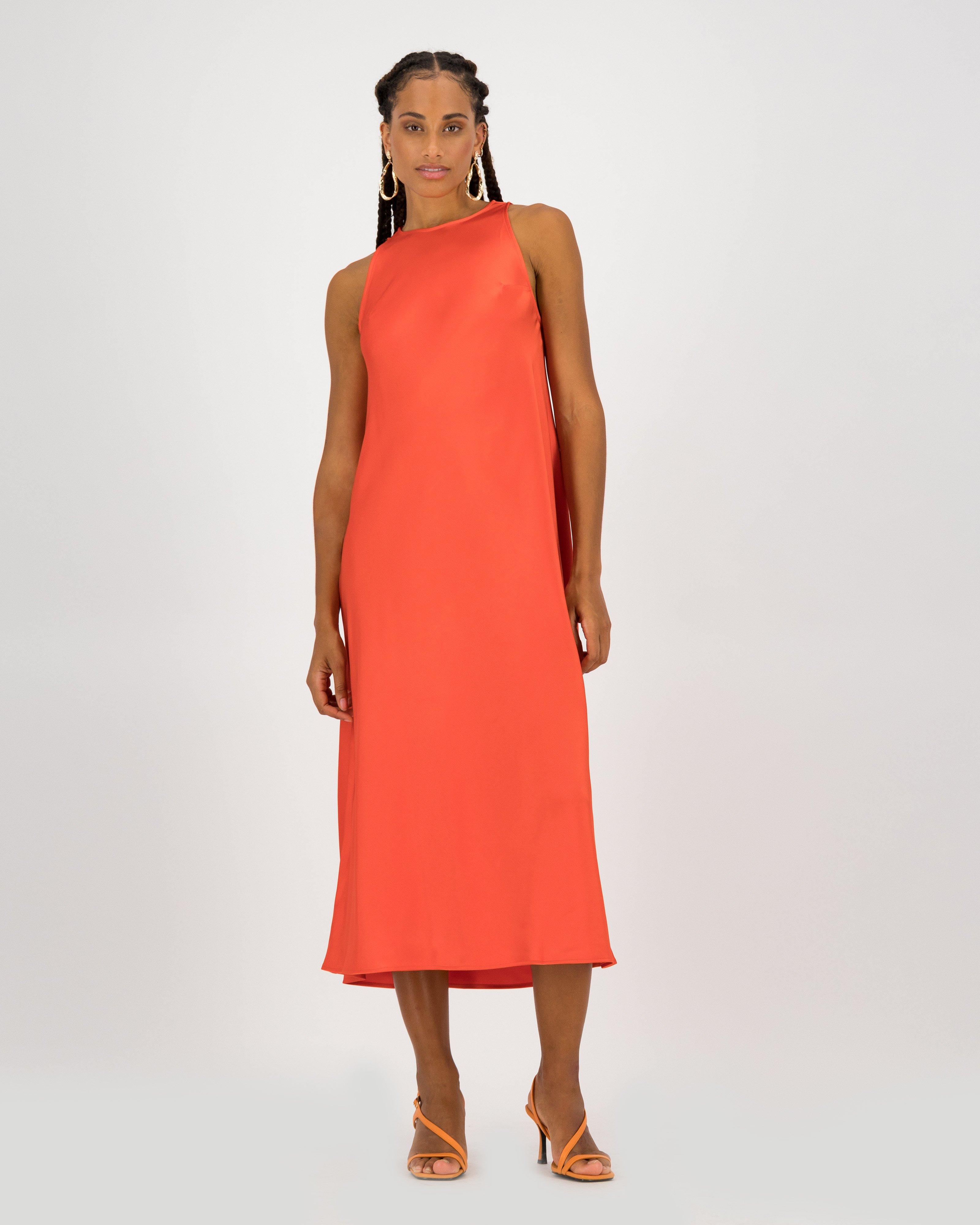 Annabelle Biased Cut Slip Dress -  orange