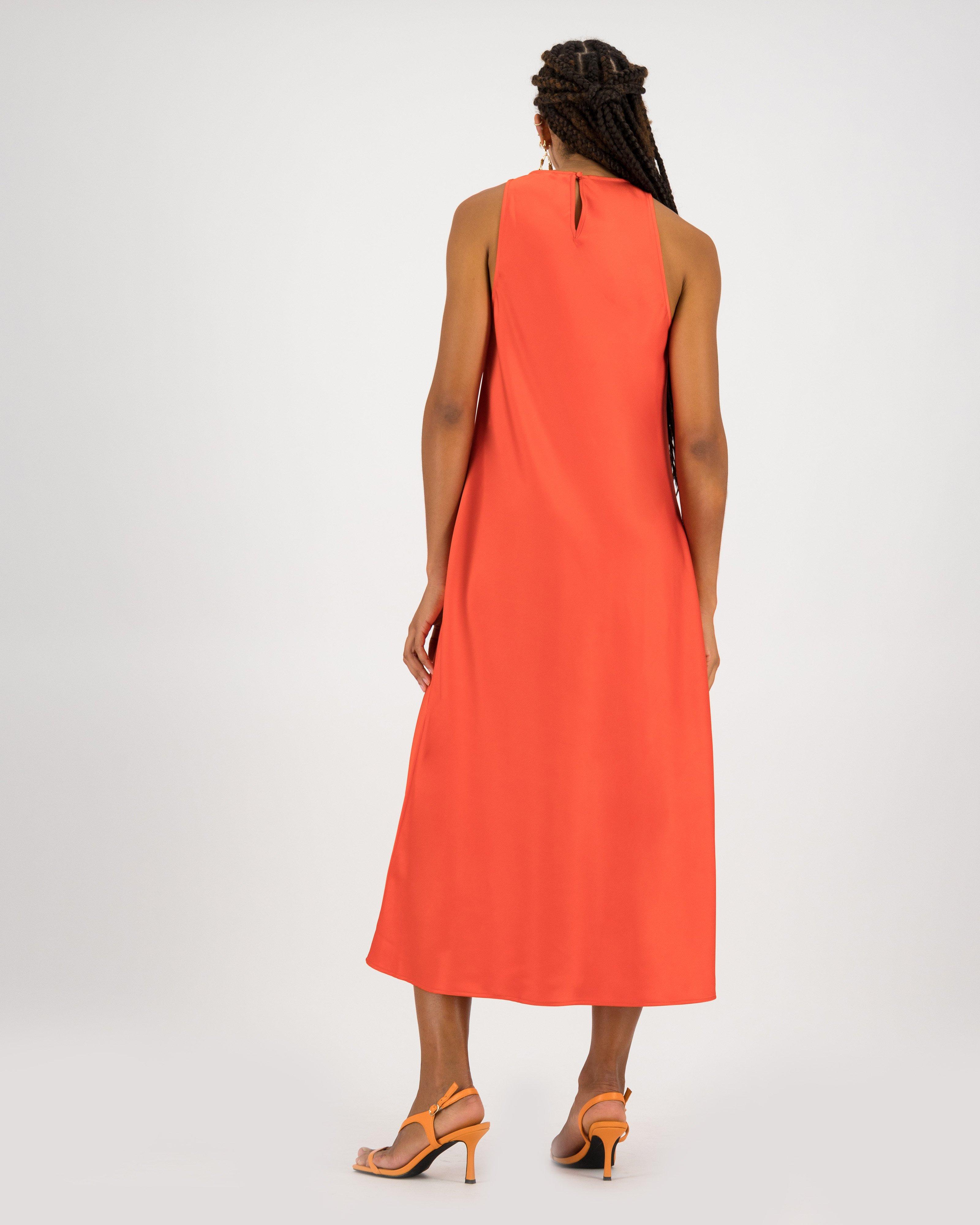 Annabelle Biased Cut Slip Dress -  orange