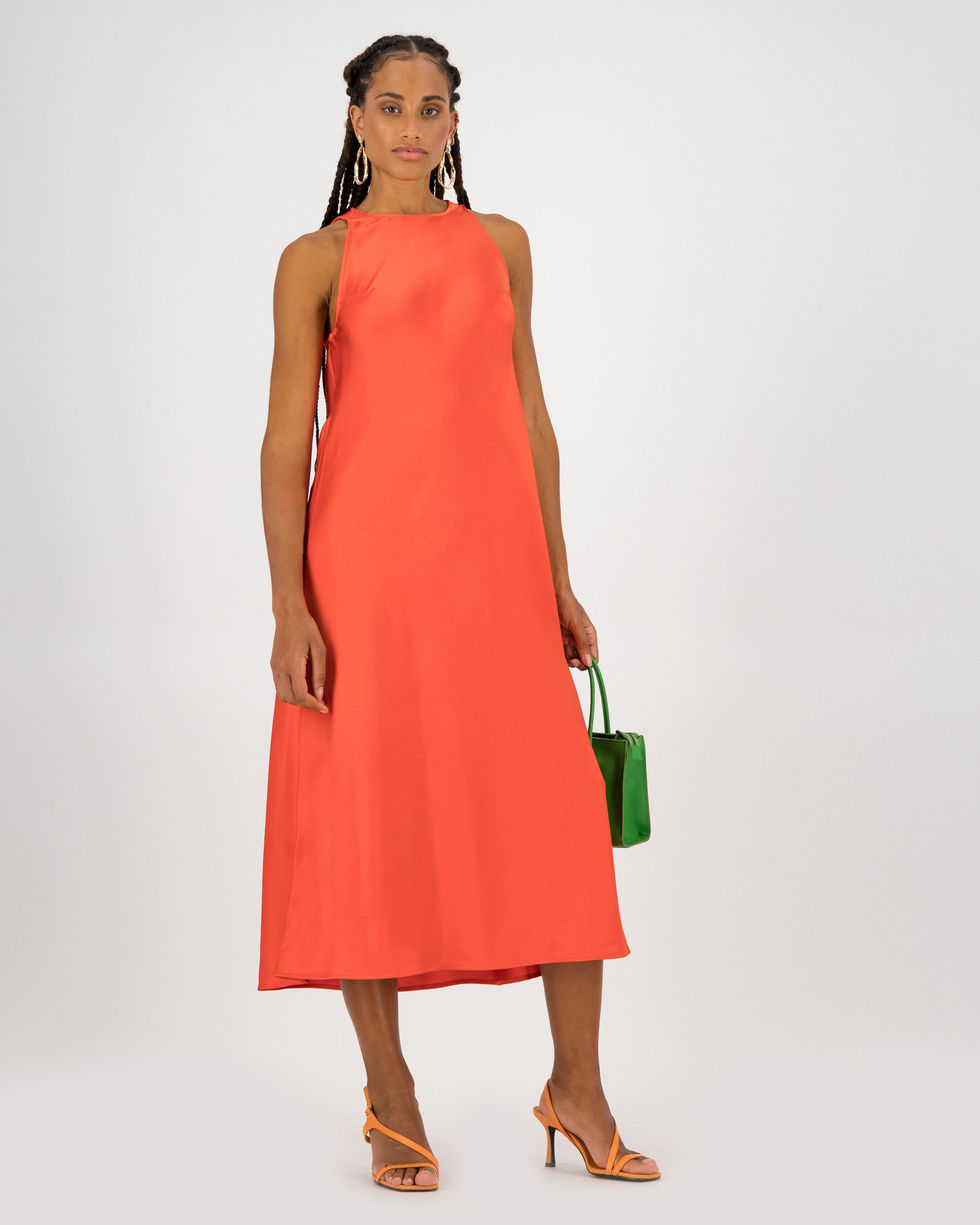 Annabelle Biased Cut Slip Dress -  orange