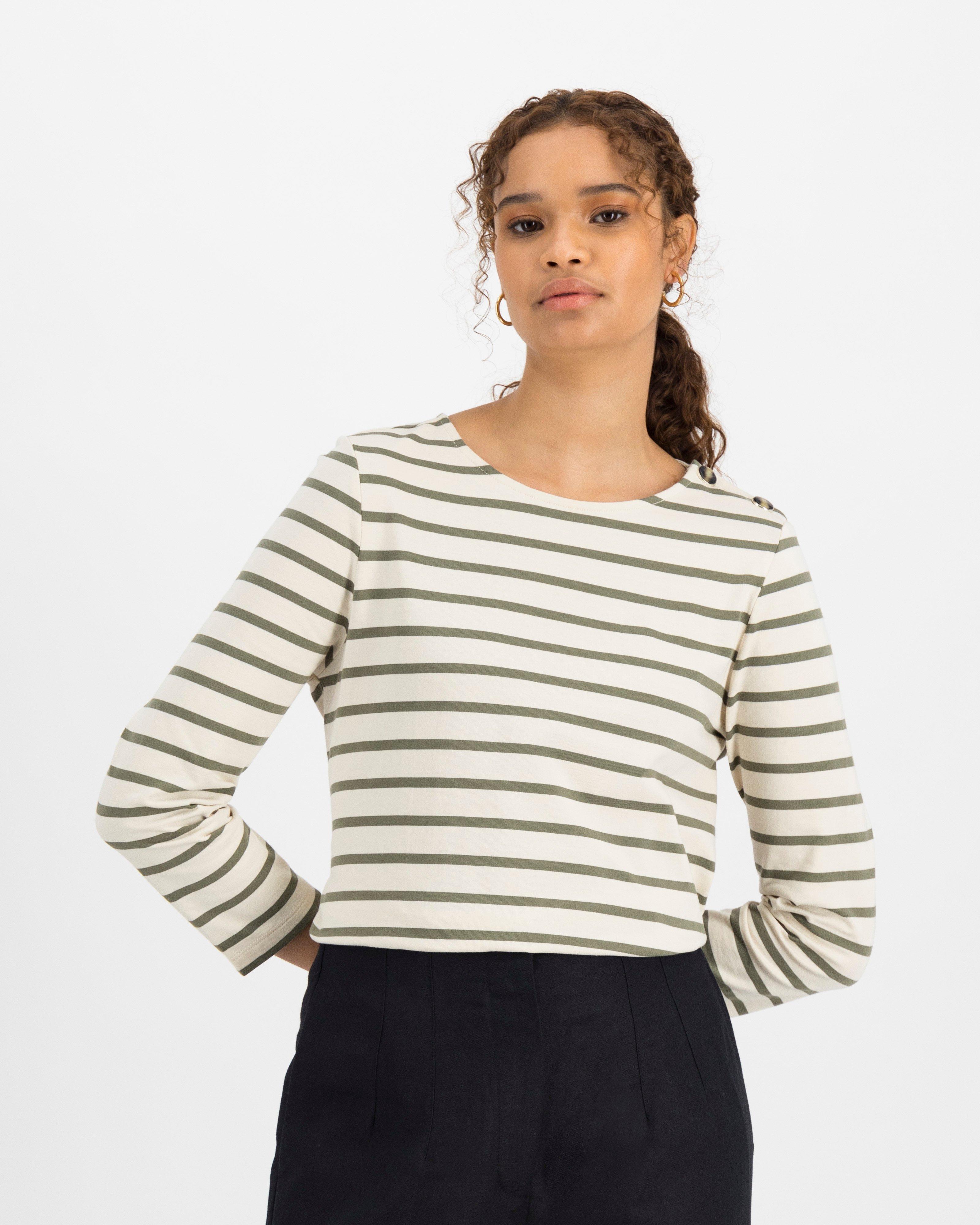 Nova Stripe T-Shirt -  olive