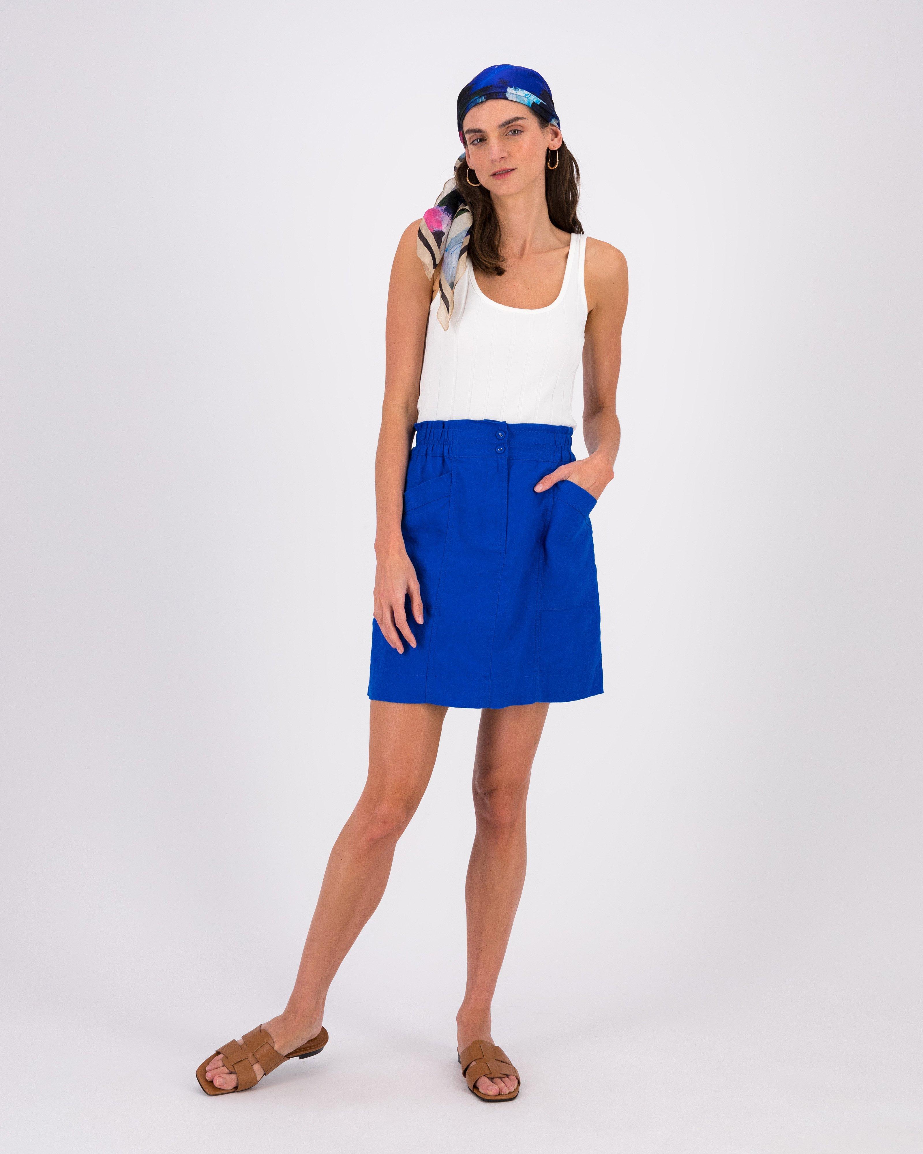 Poetry Areil Linen Short Skirt -  blue