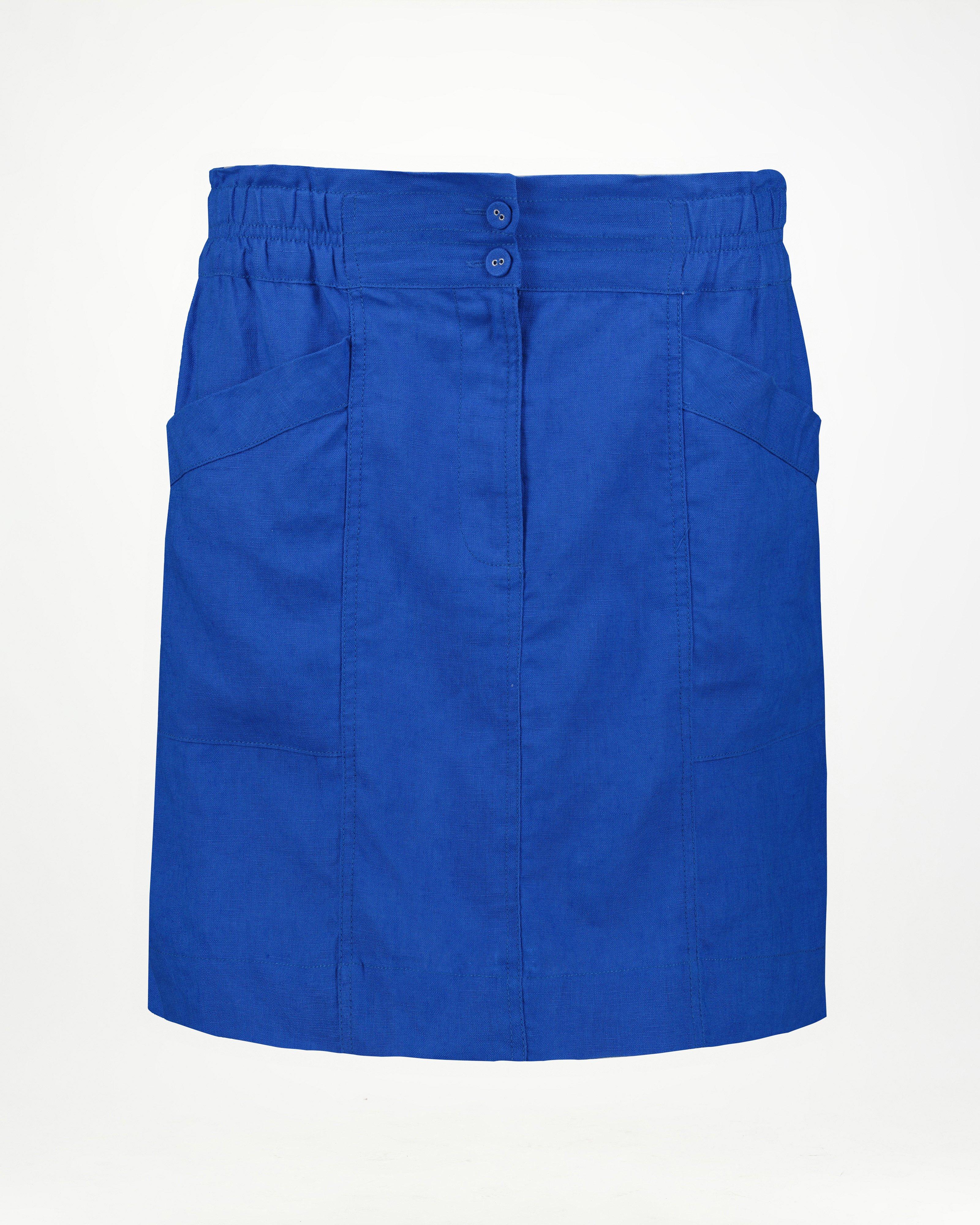 Poetry Areil Linen Short Skirt -  blue