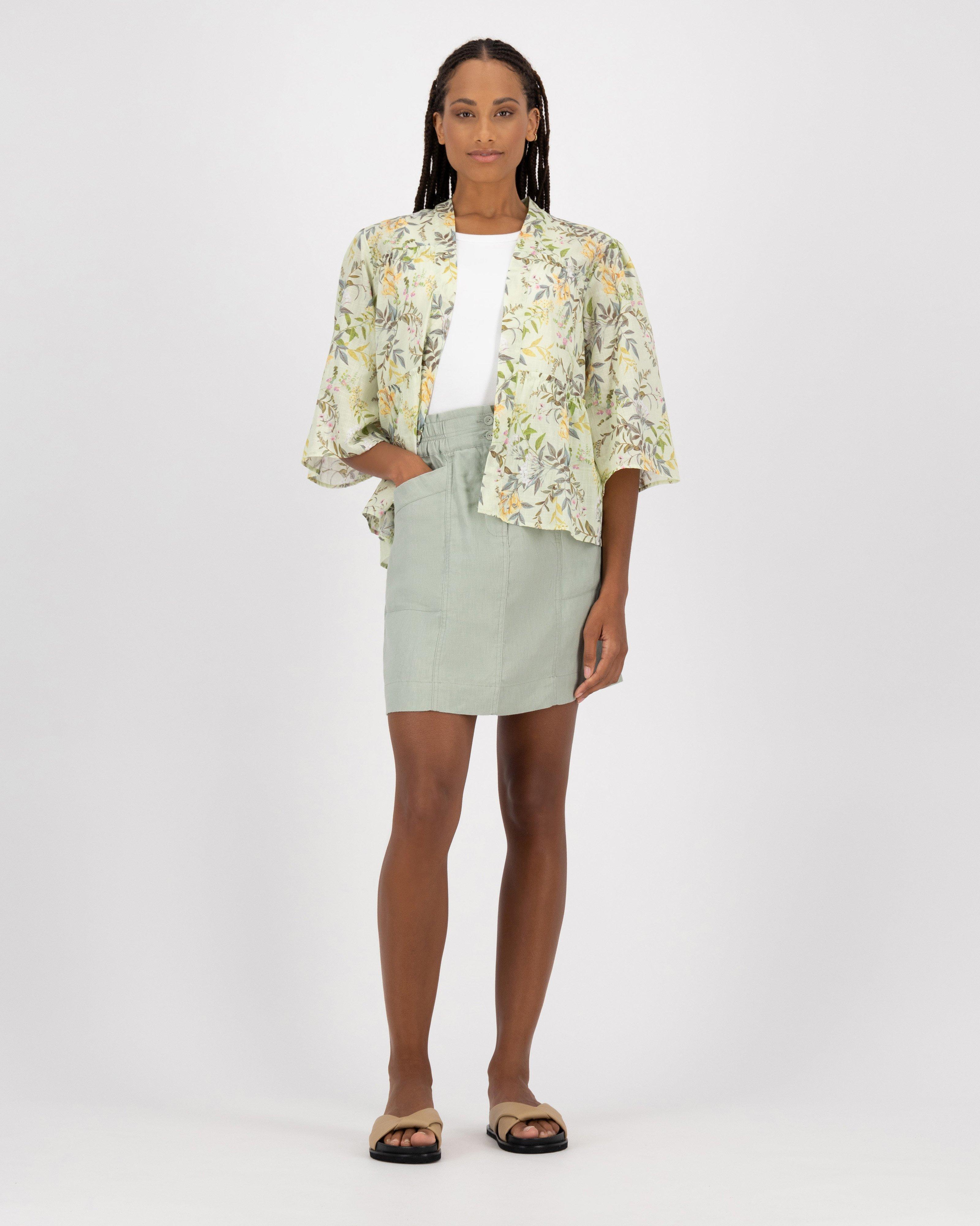 Poetry Areil Linen Short Skirt -  sage