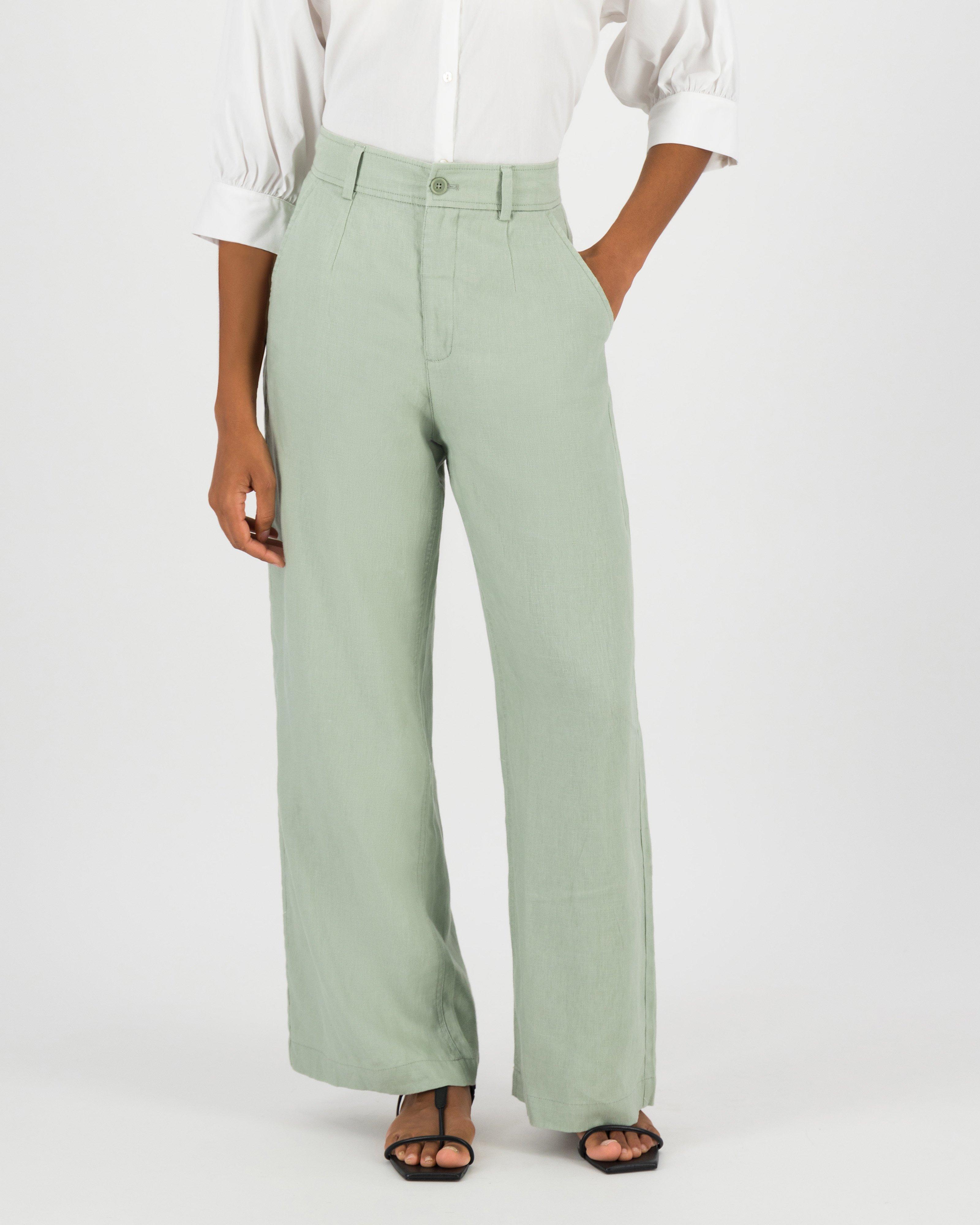 Jackey Linen Pants -  sage