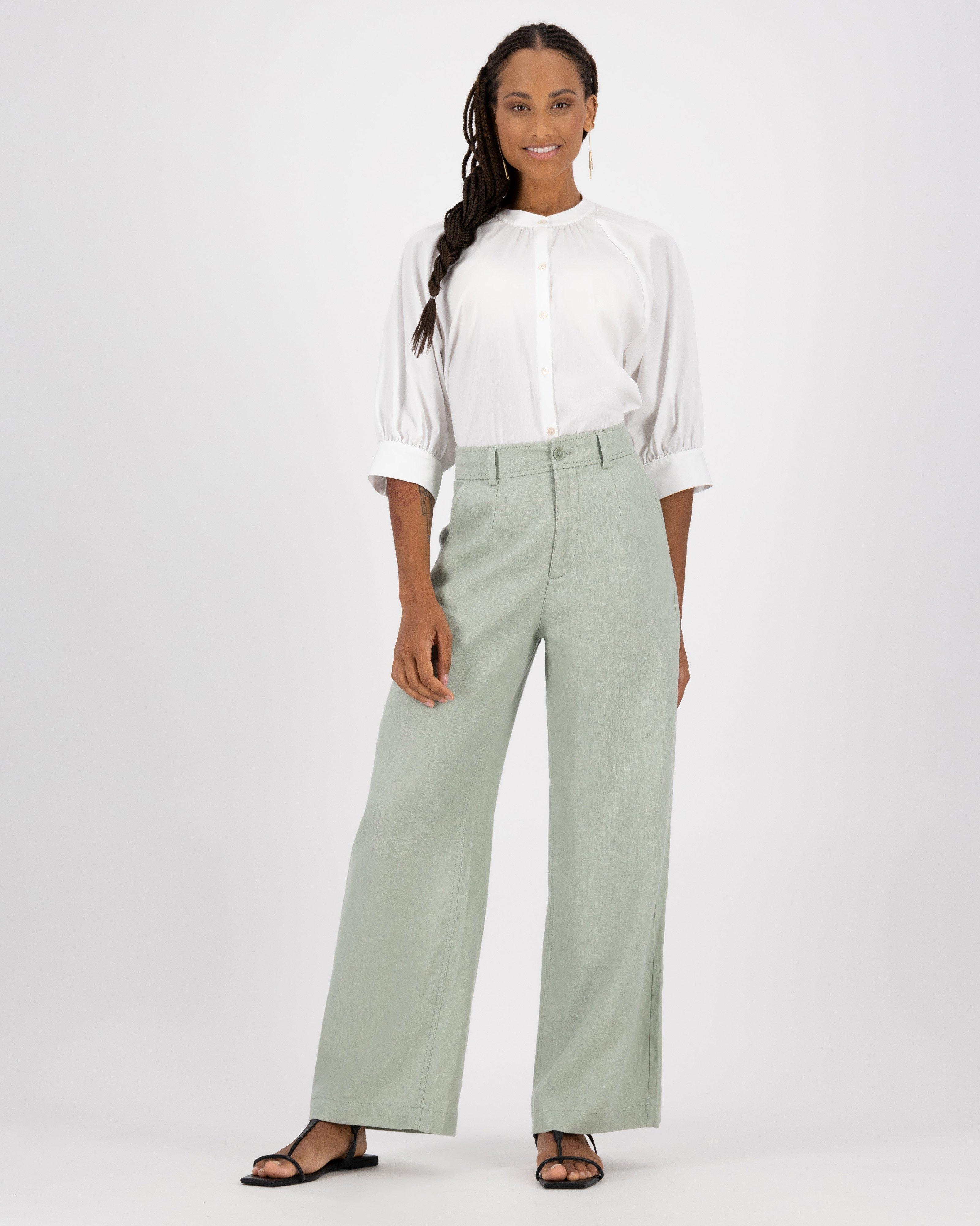 Jackey Linen Pants -  sage