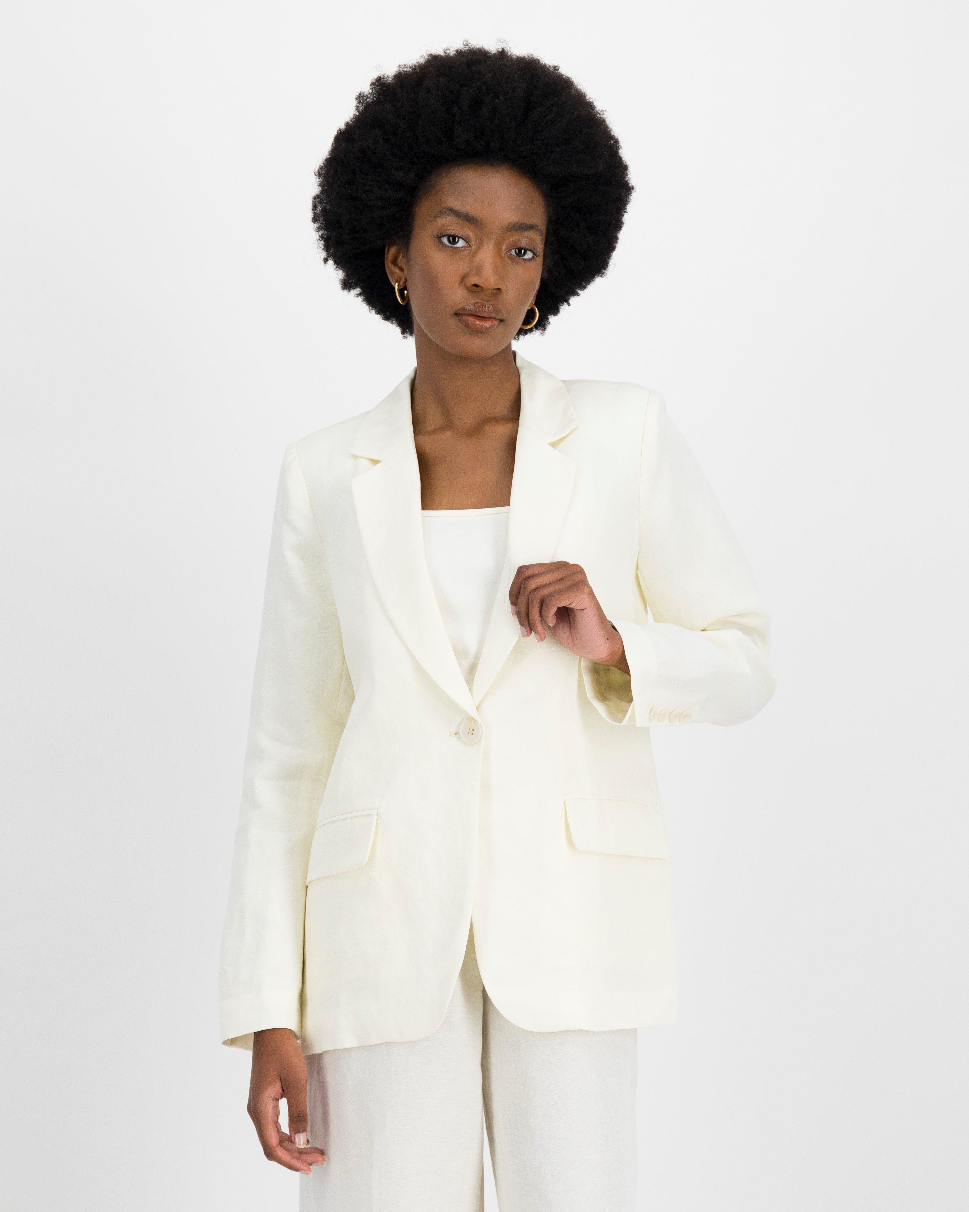 Shaei Linen Blazer -  milk