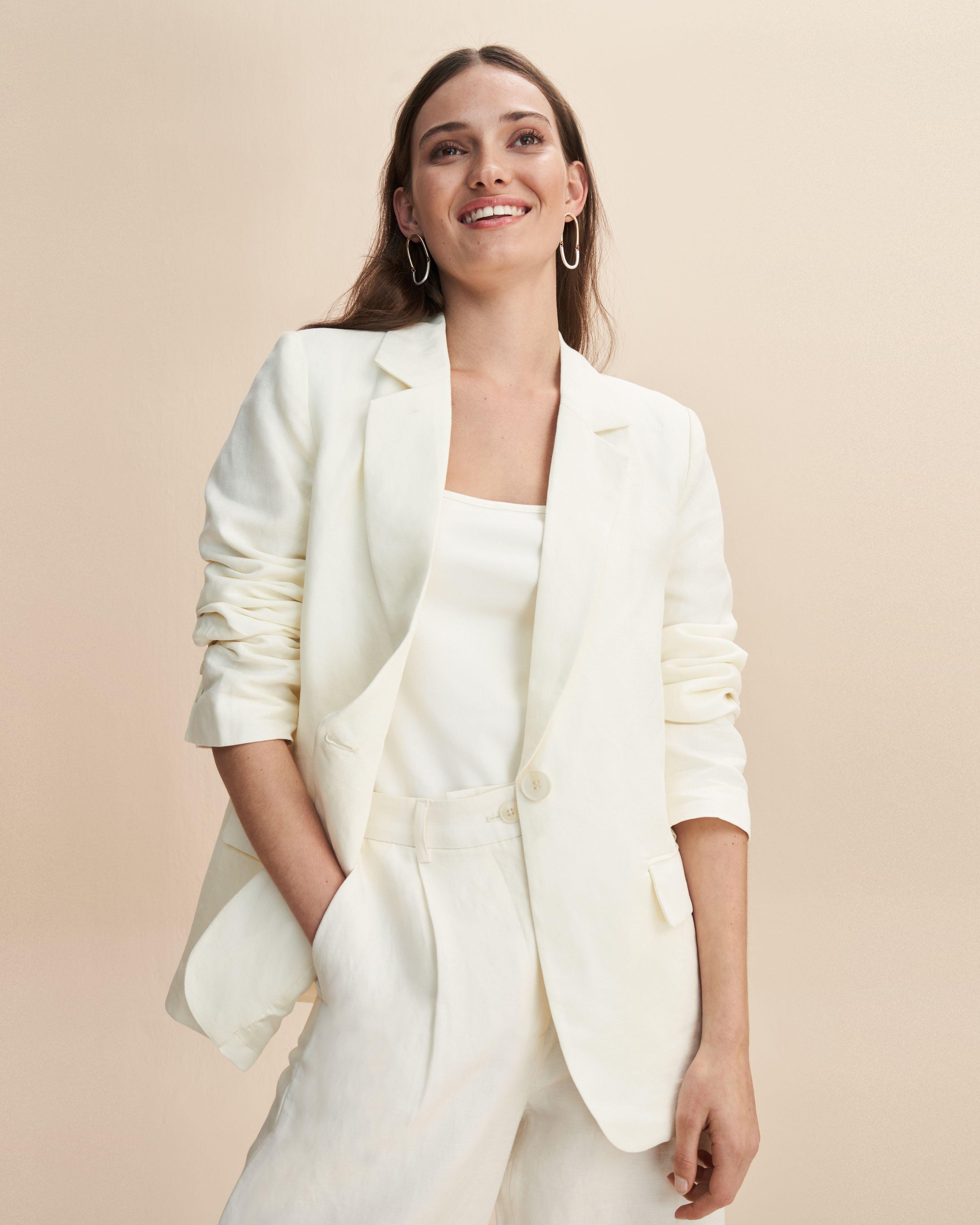 Shaei Linen Blazer -  milk