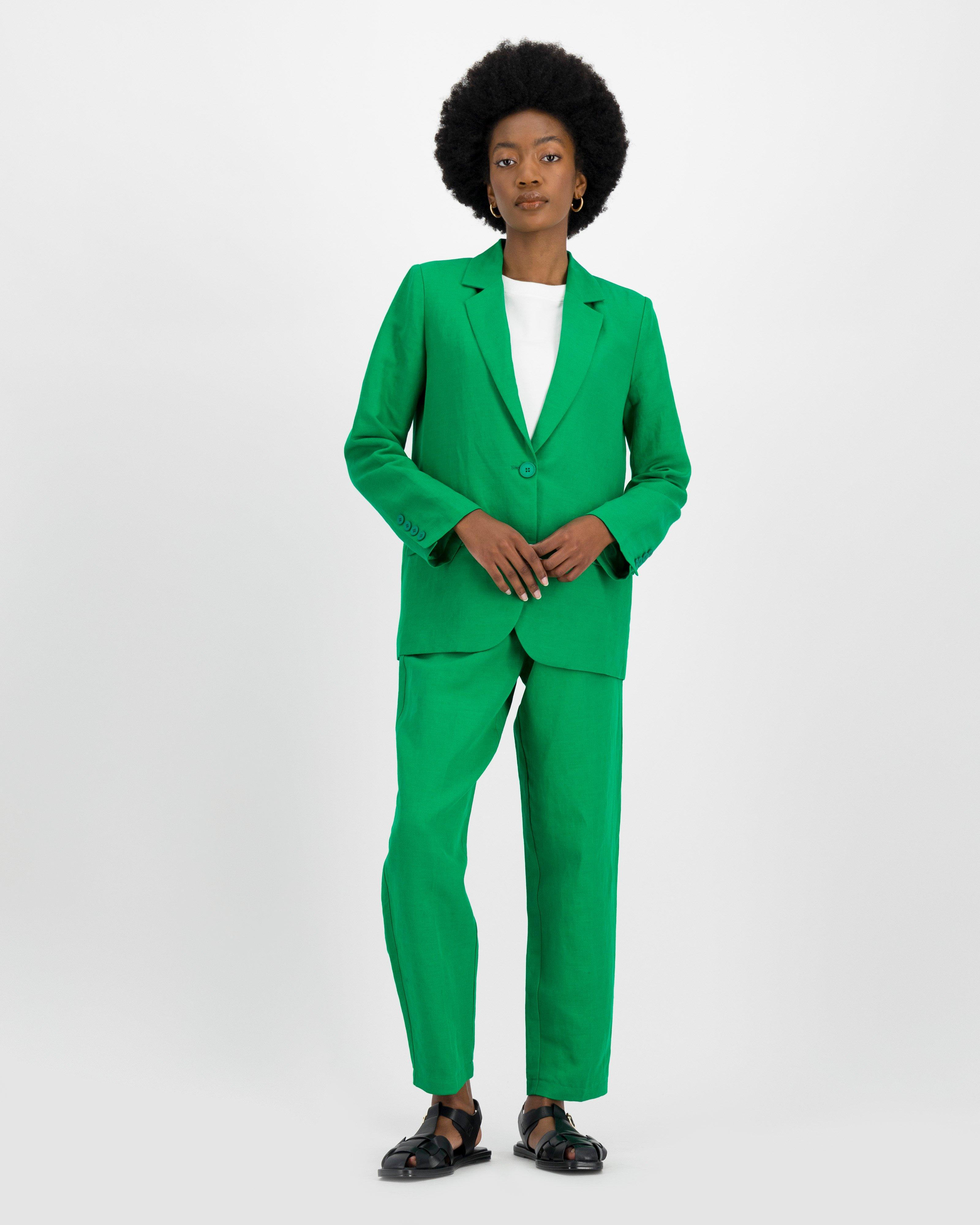 Shaei Linen Blazer -  green