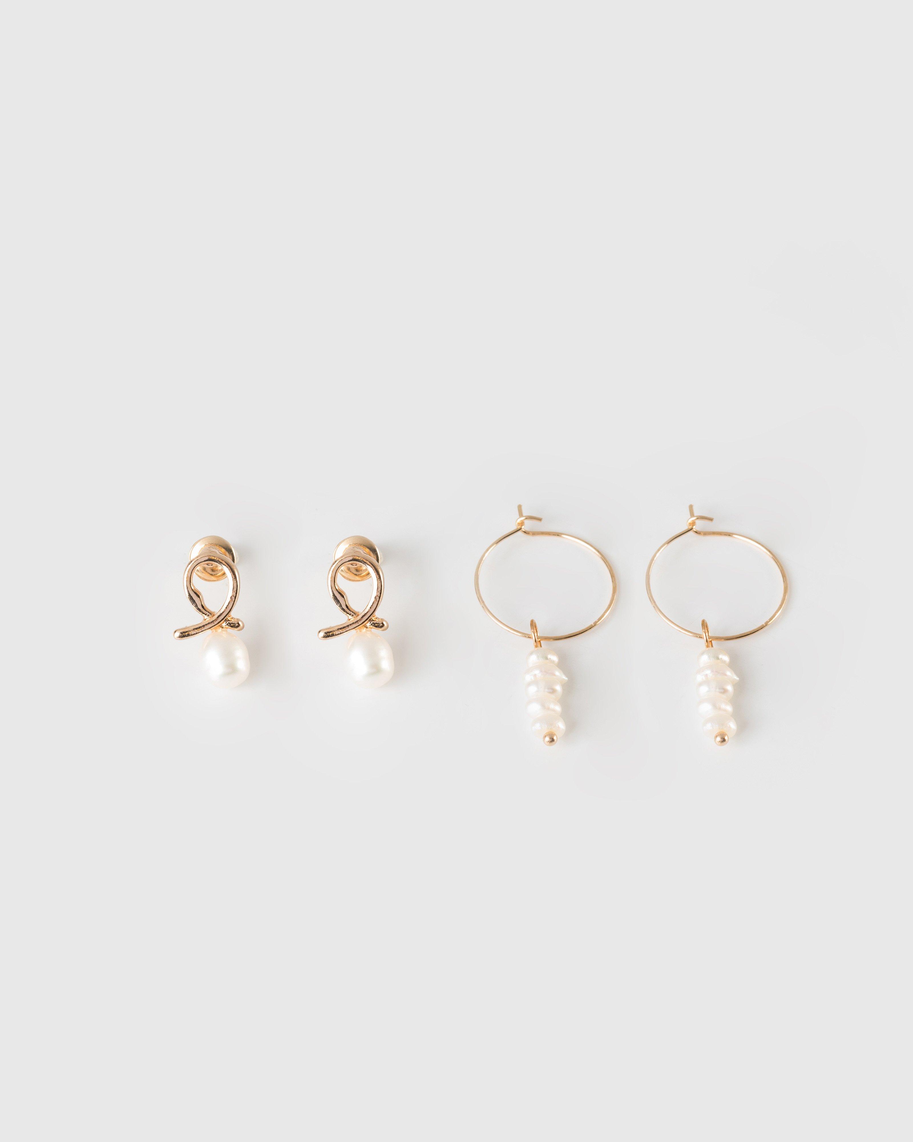 2-Pack Pearl Stud & Drop Earring Set -  milk