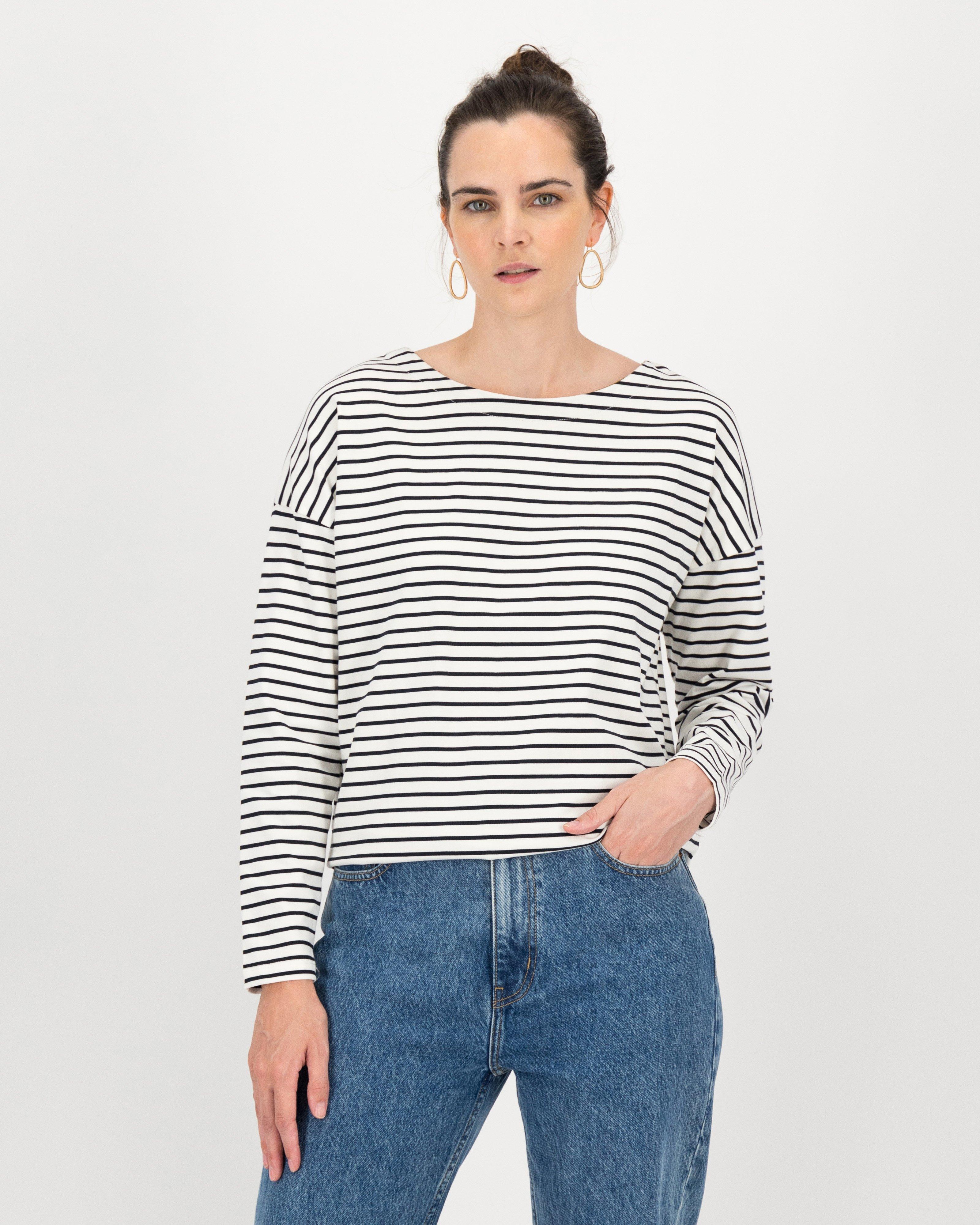 Alana Boatneck Stripe T-Shirt -  milk