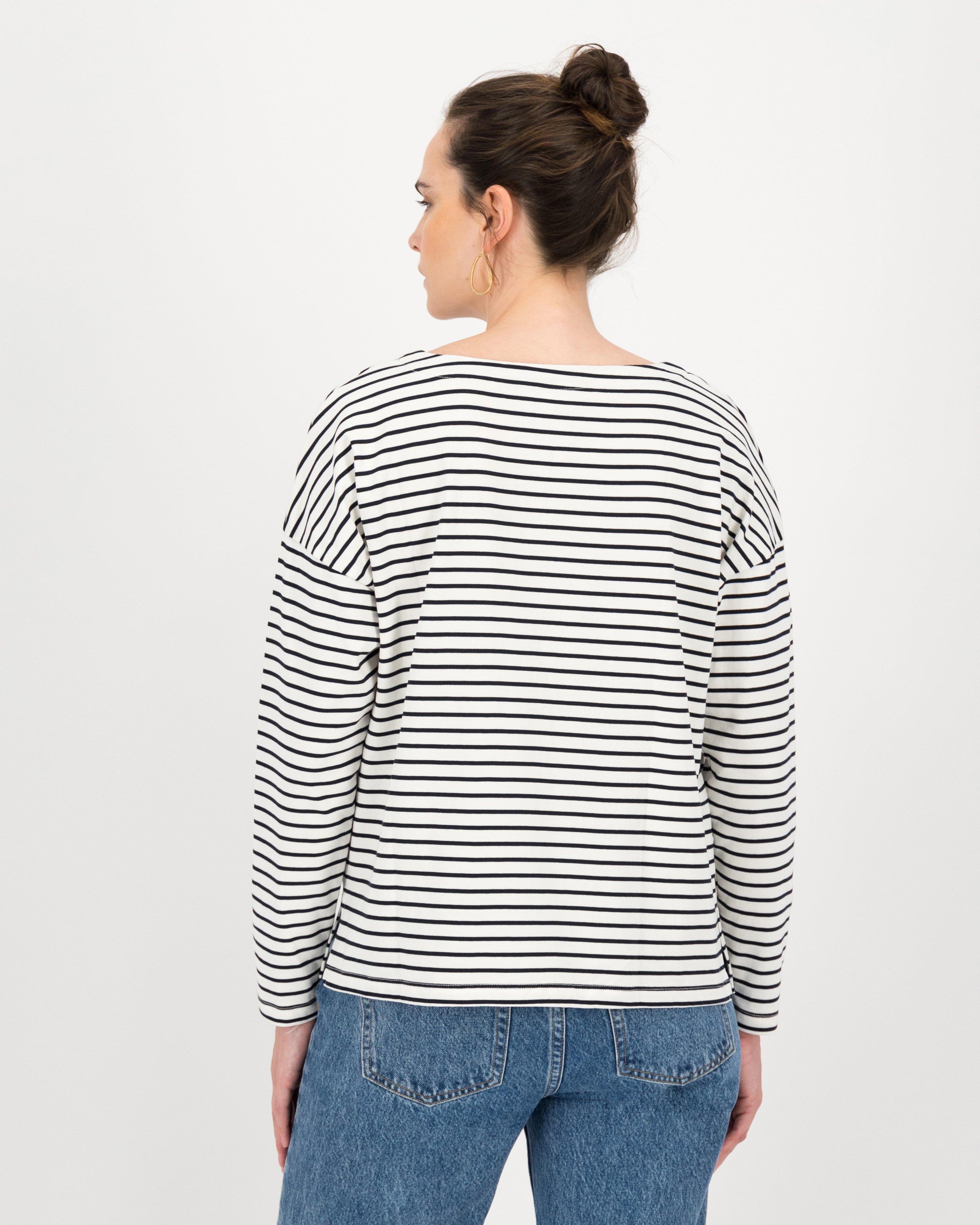 Alana Boatneck Stripe T-Shirt -  milk