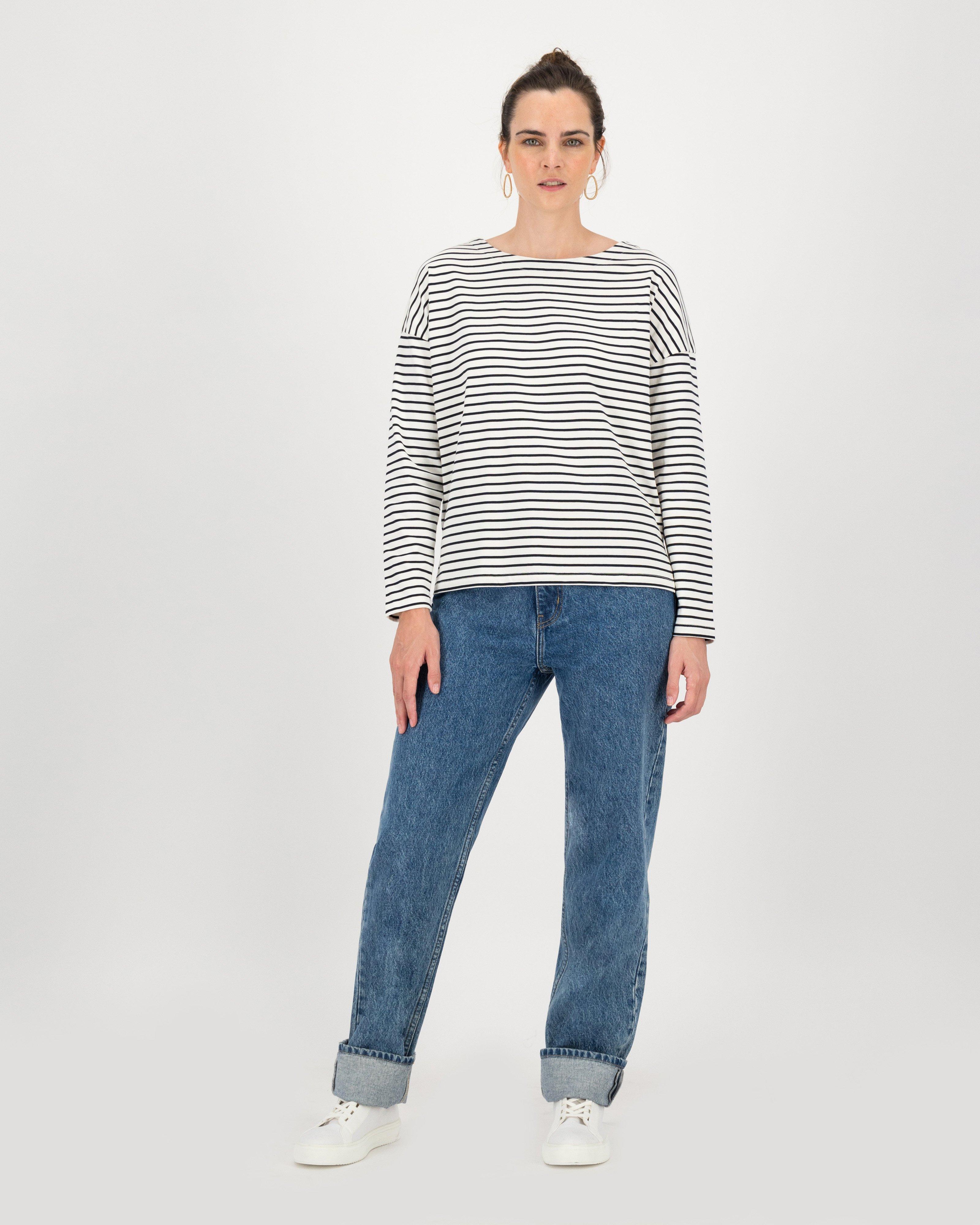 Alana Boatneck Stripe T-Shirt -  milk