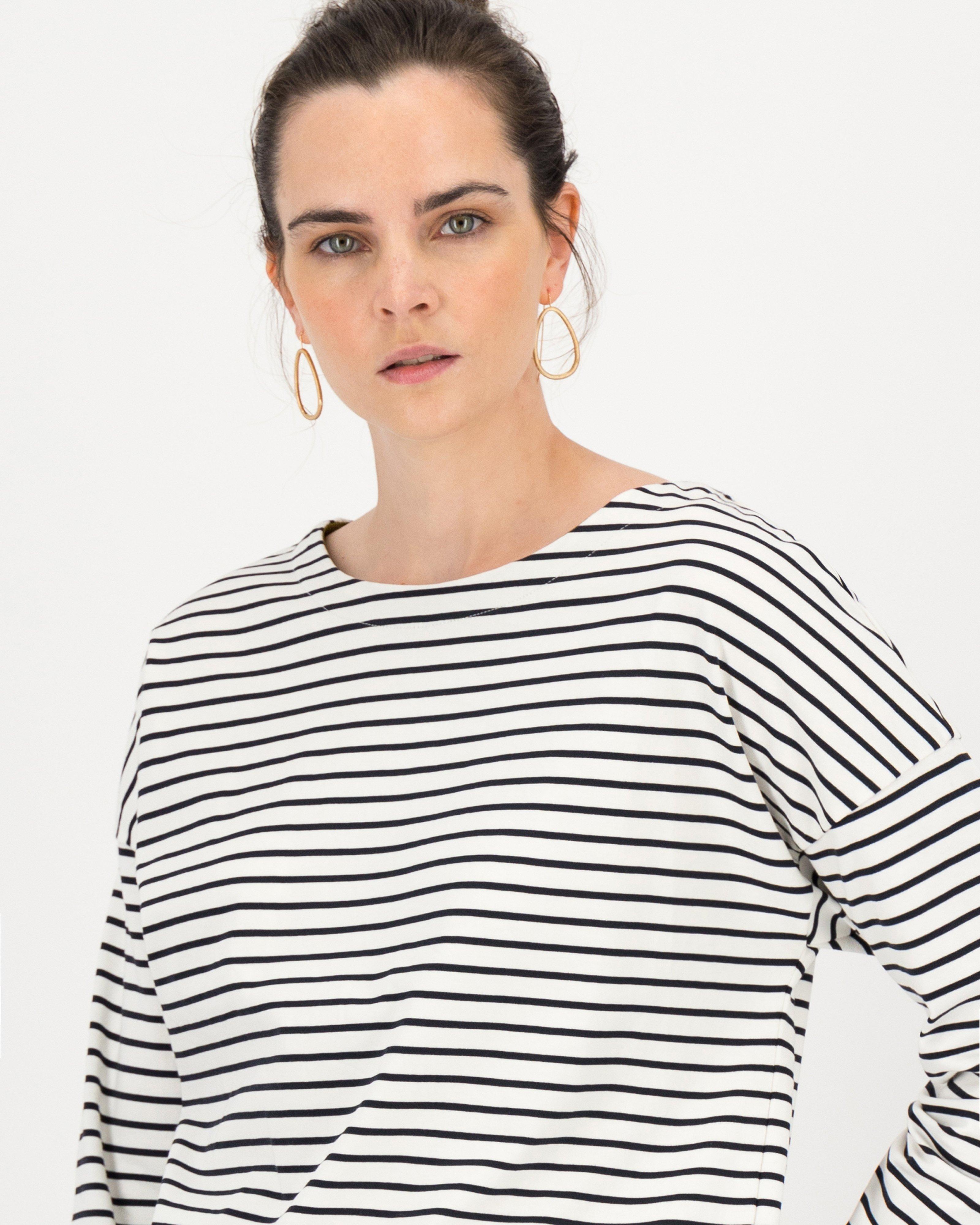 Alana Boatneck Stripe T-Shirt -  milk