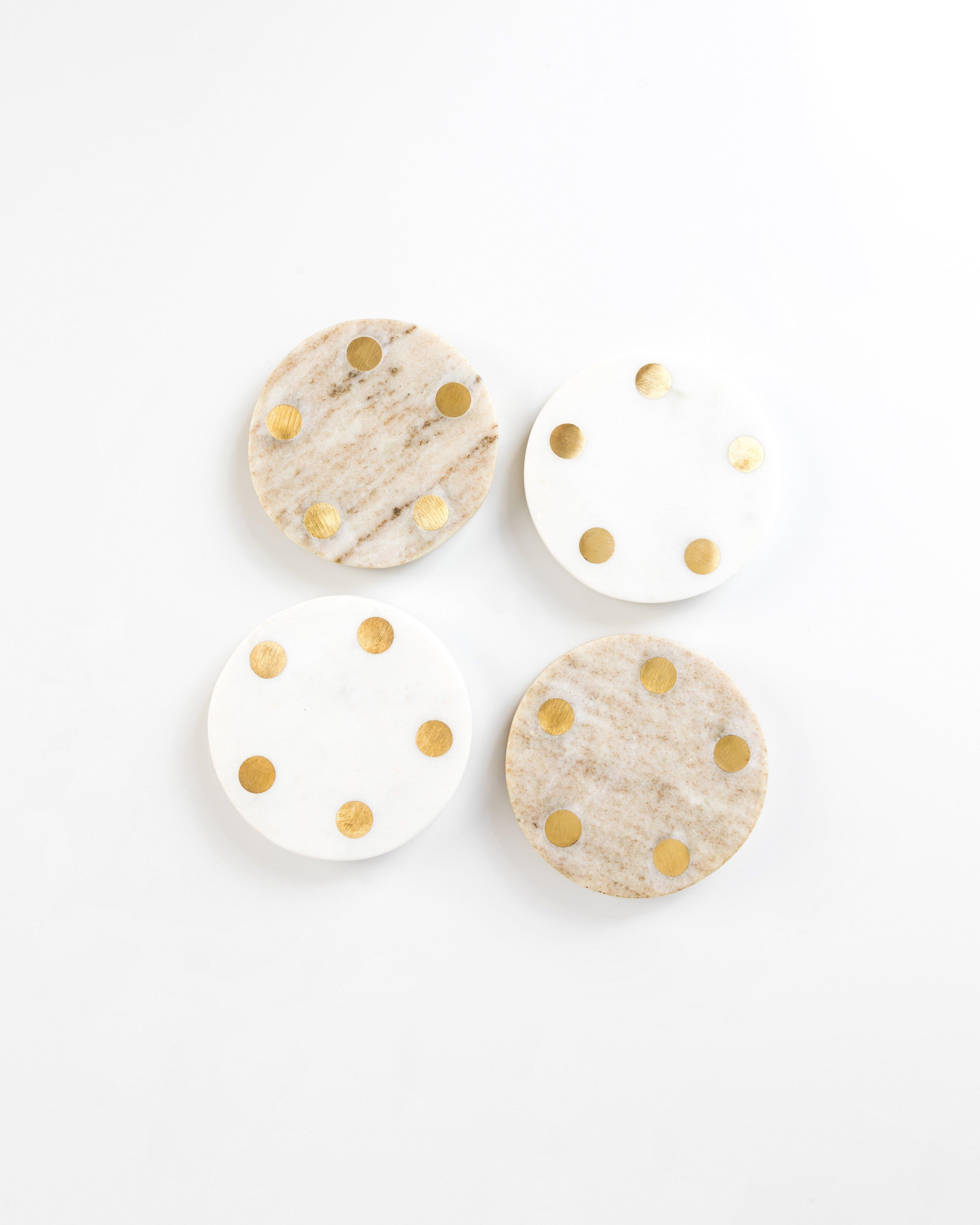 Marble & Brass Coaster Set -  assorted