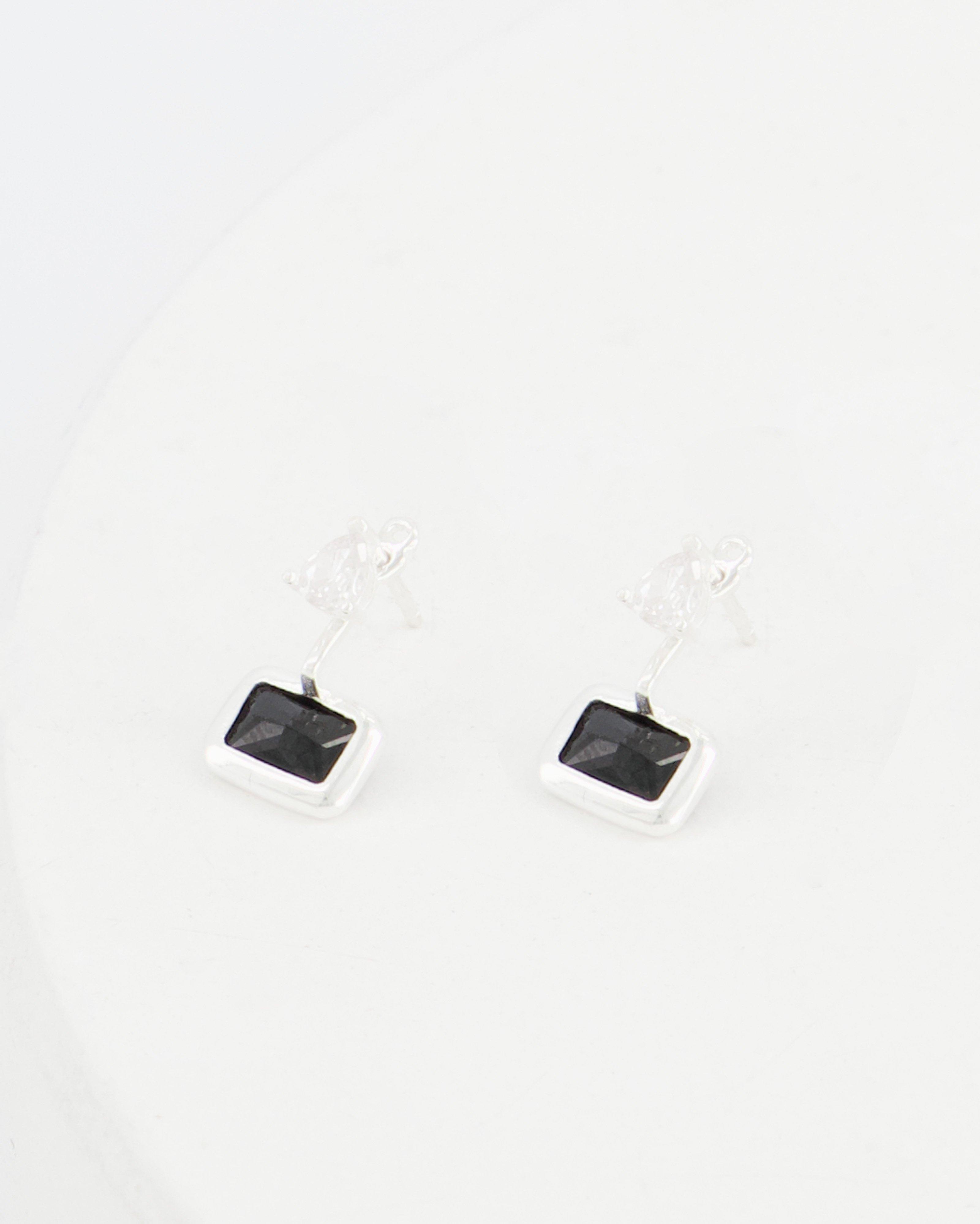 Cubic Zirconia Peek-A-Boo Stud Earrings -  black