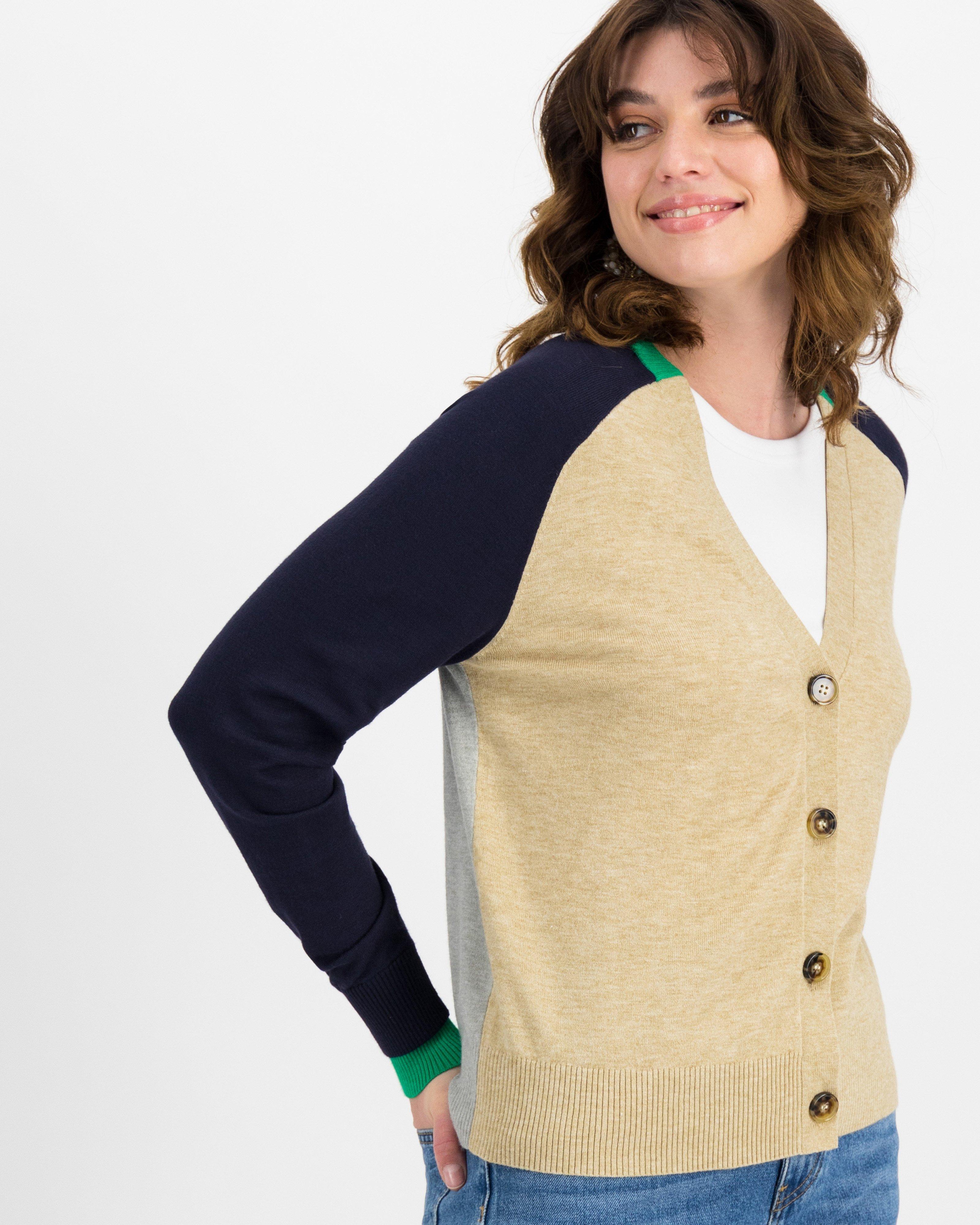 Kendall Colourblock Cardigan -  oatmeal