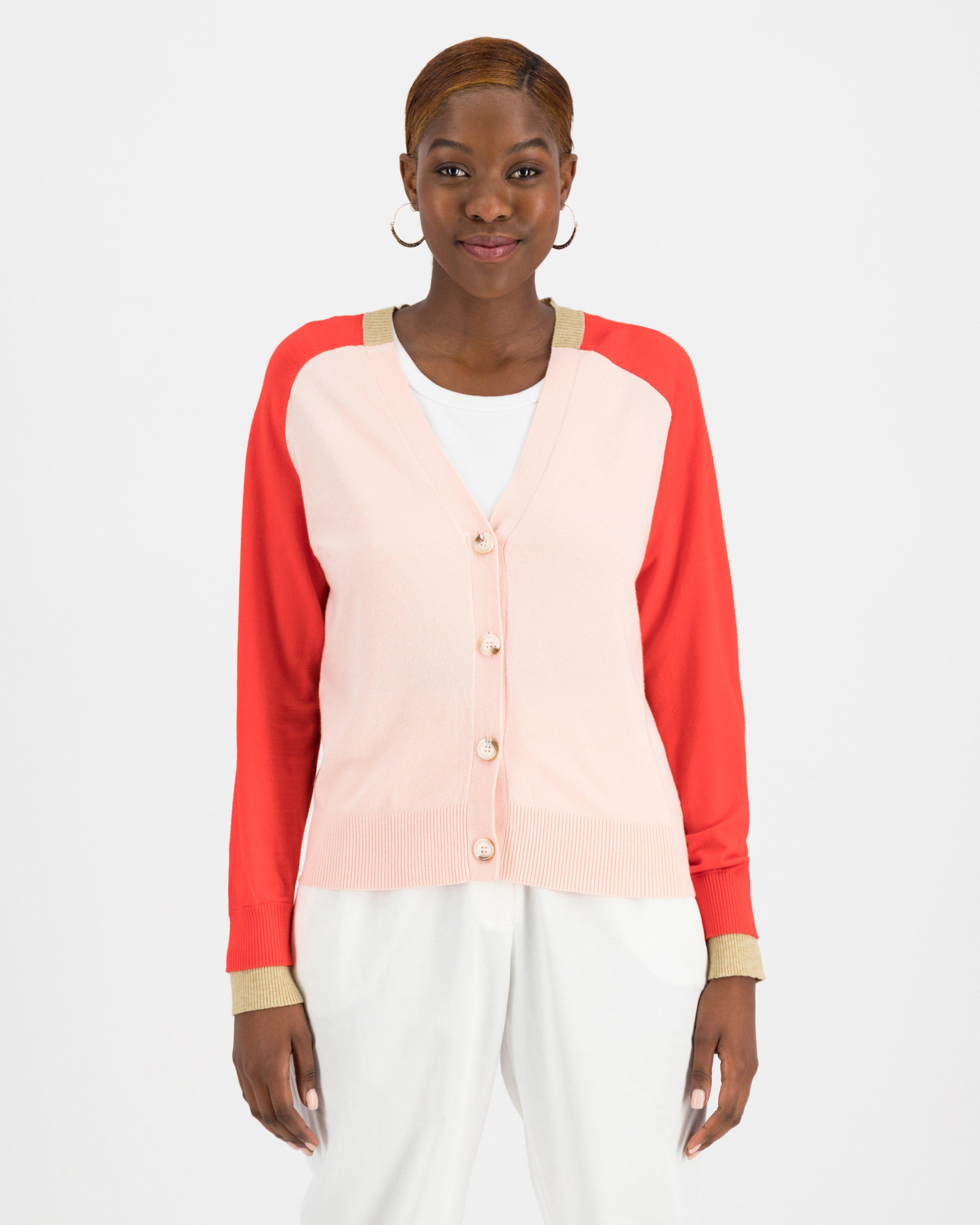 Kendall Colourblock Cardigan -  pink