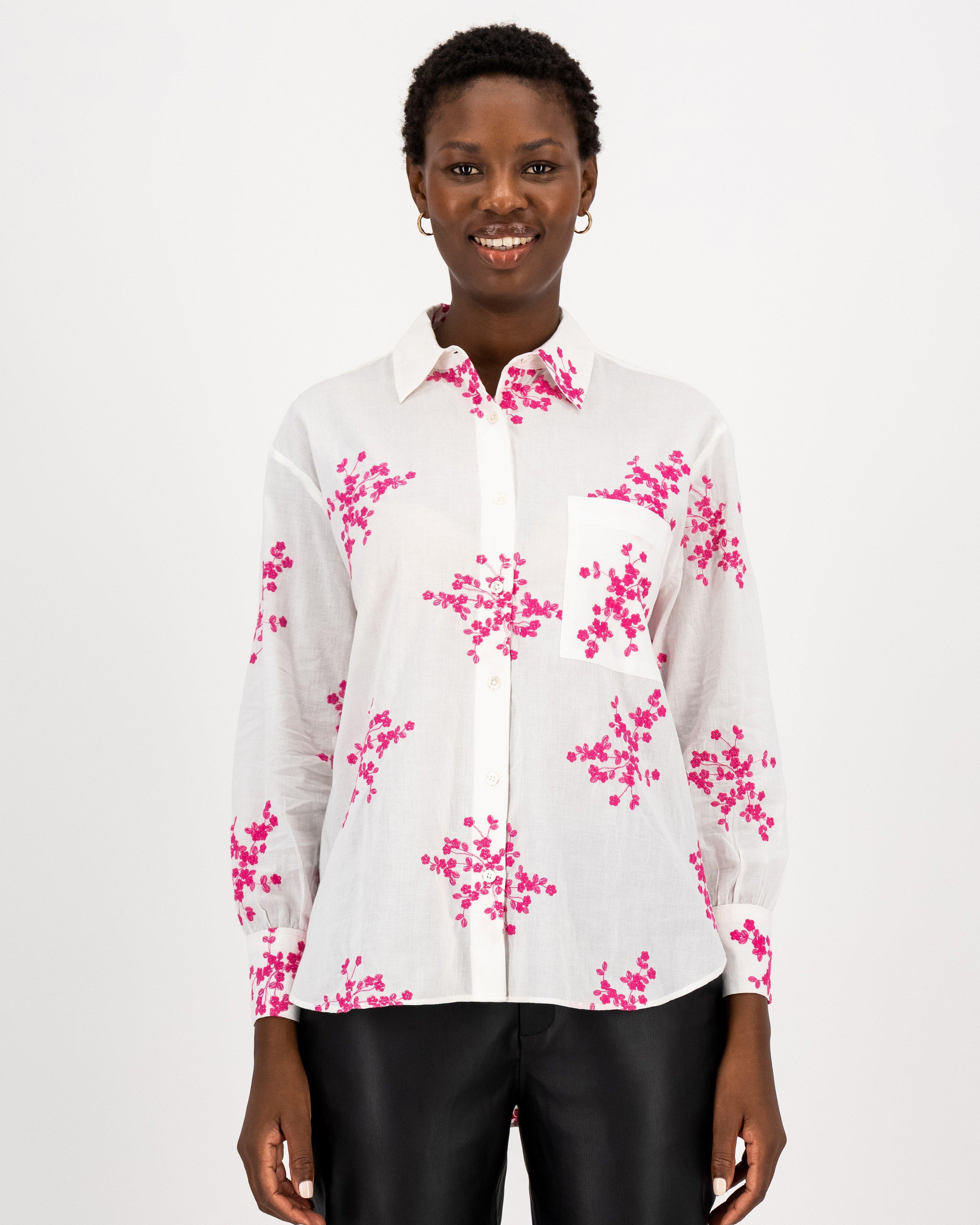 Myla Embroidered Shirt -  pink