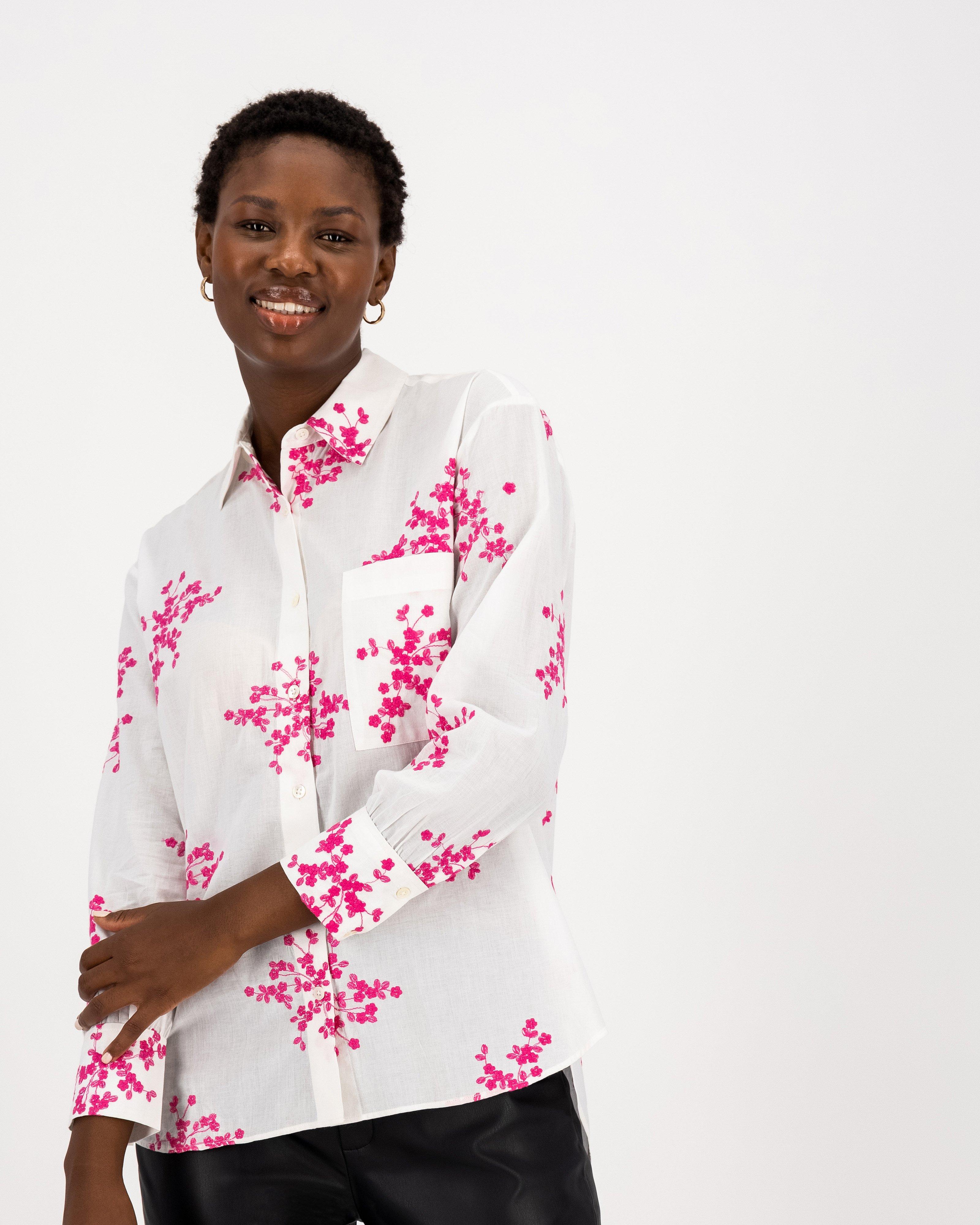 Myla Embroidered Shirt -  pink