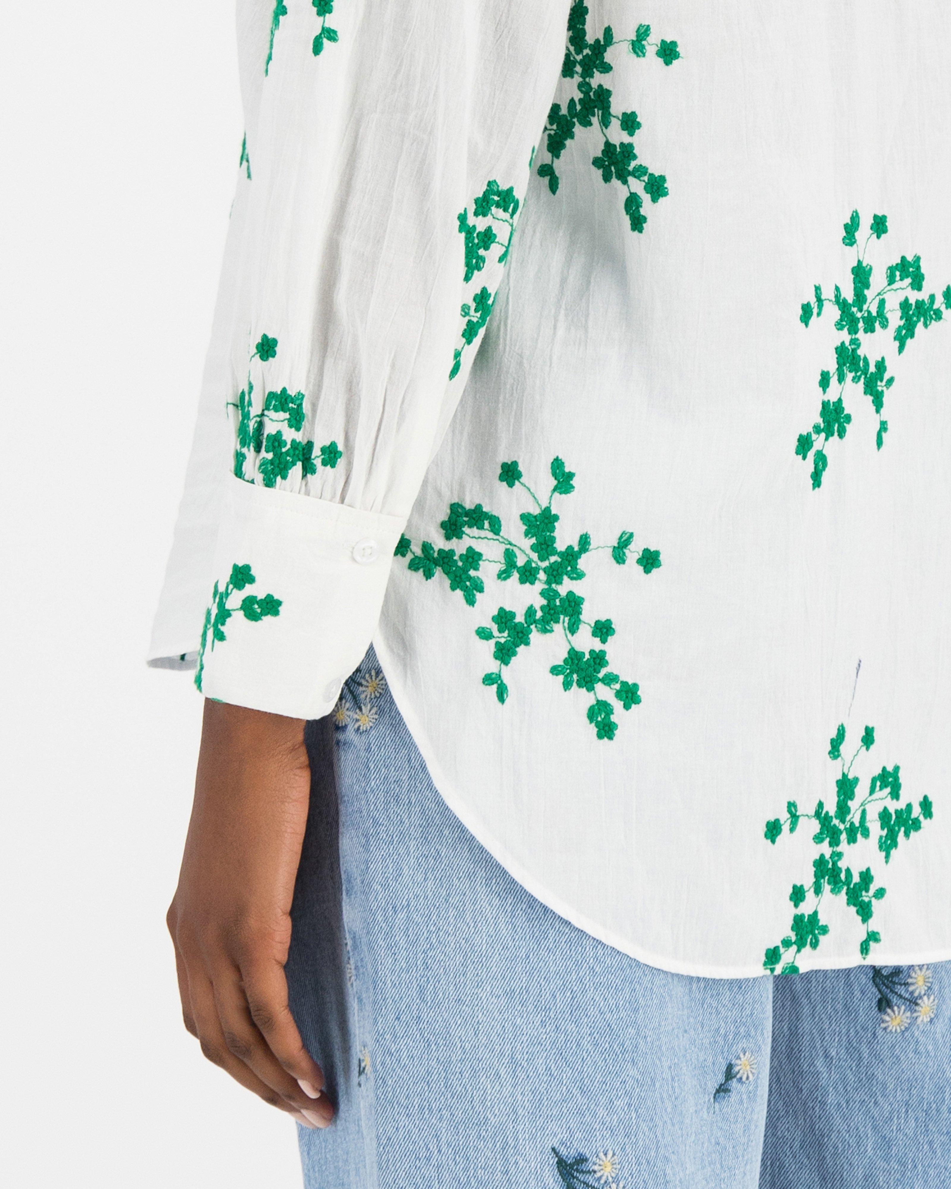 Myla Embroidered Shirt -  green