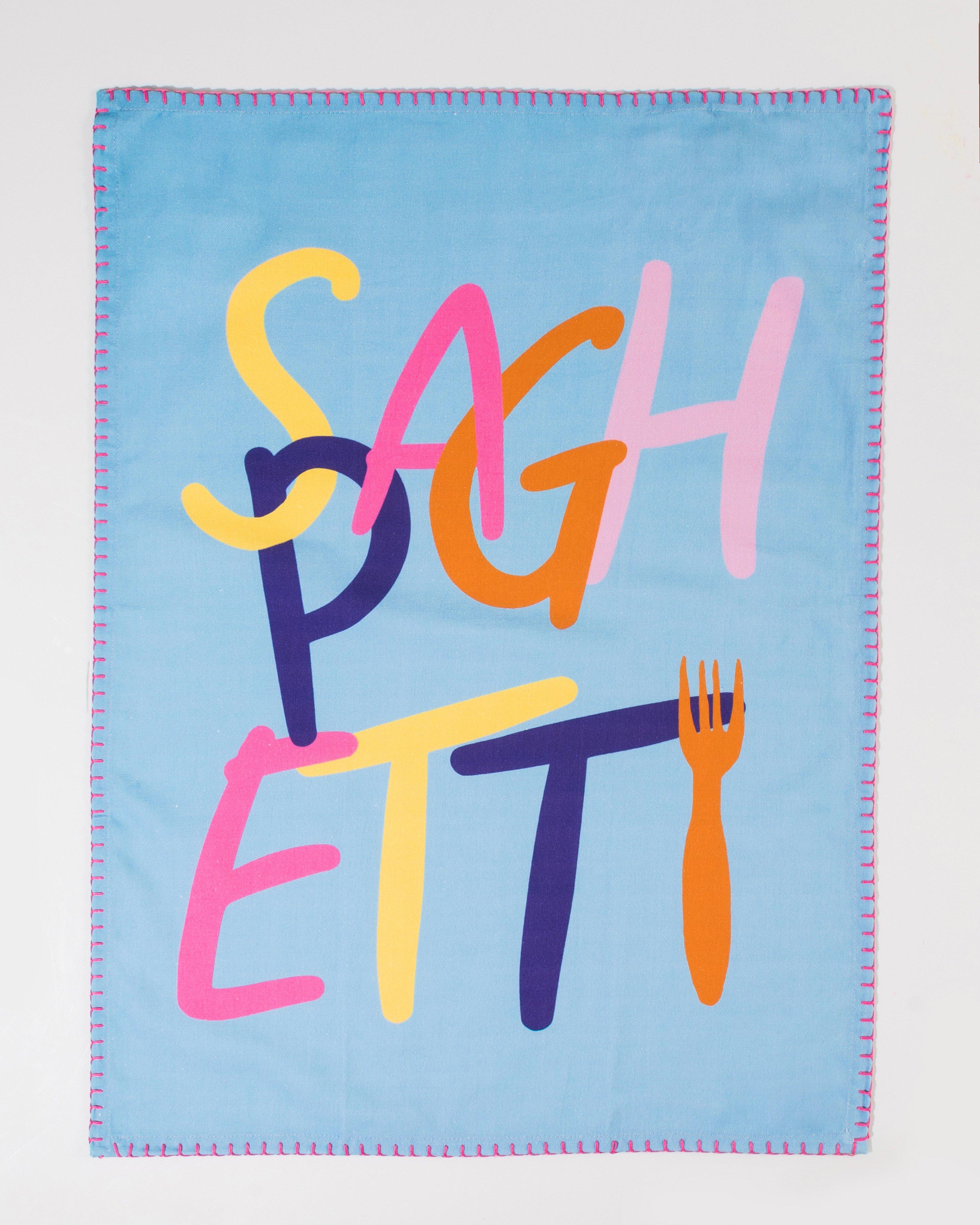 Spaghetti Fridays Tea Towel -  teal