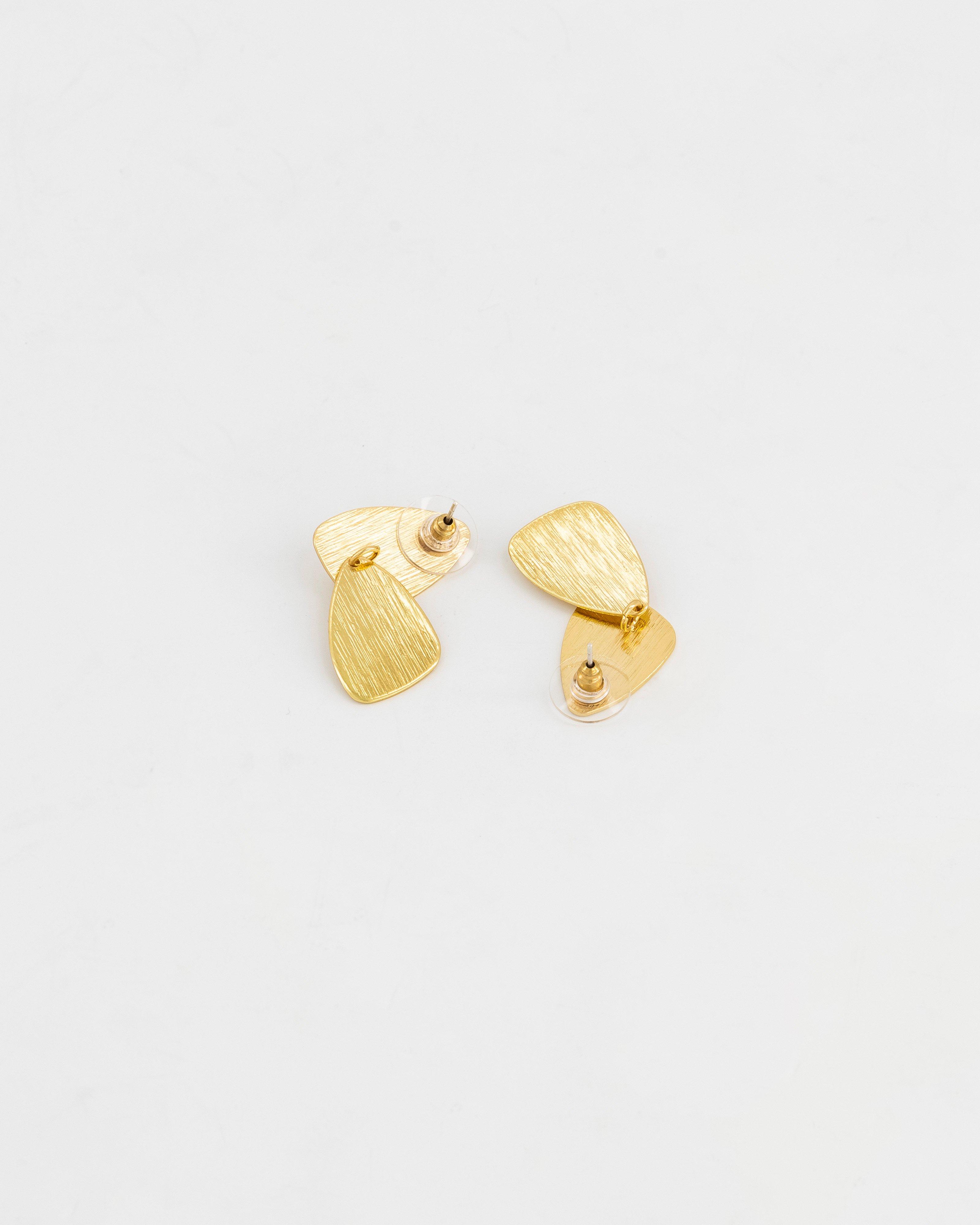 Organic Drop Textured Earrings -  gold