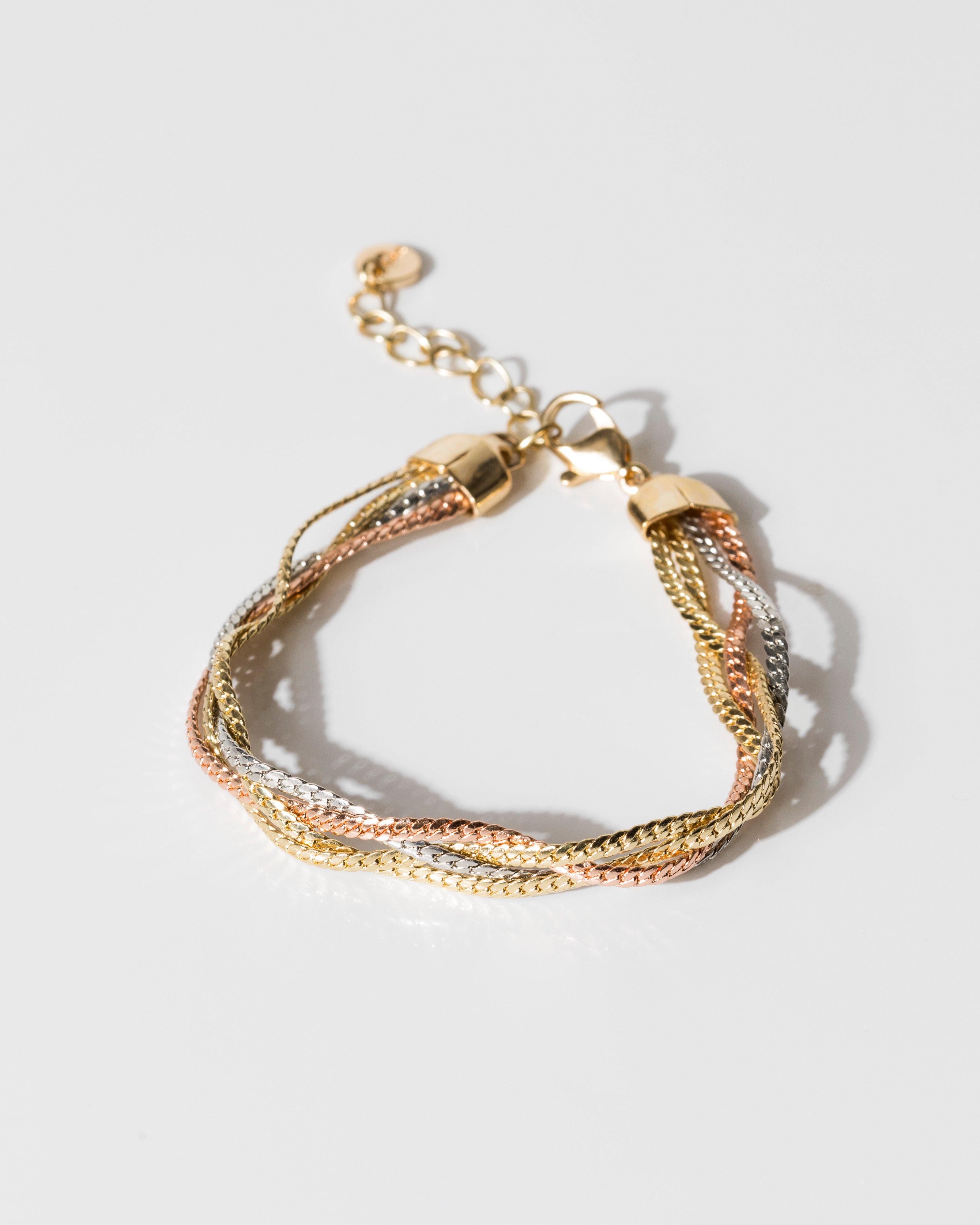 Plaited Snake Chain Bracelet -  gold