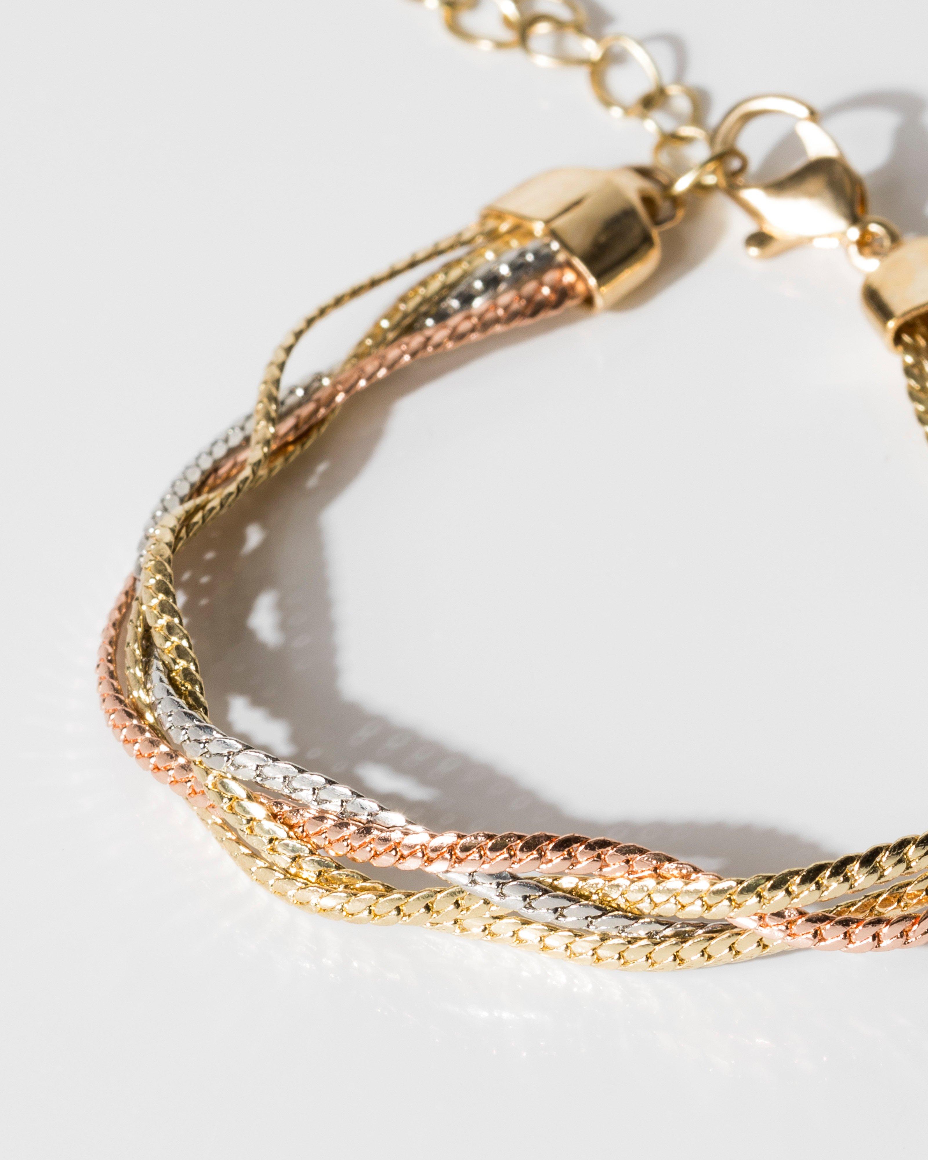 Plaited Snake Chain Bracelet -  gold