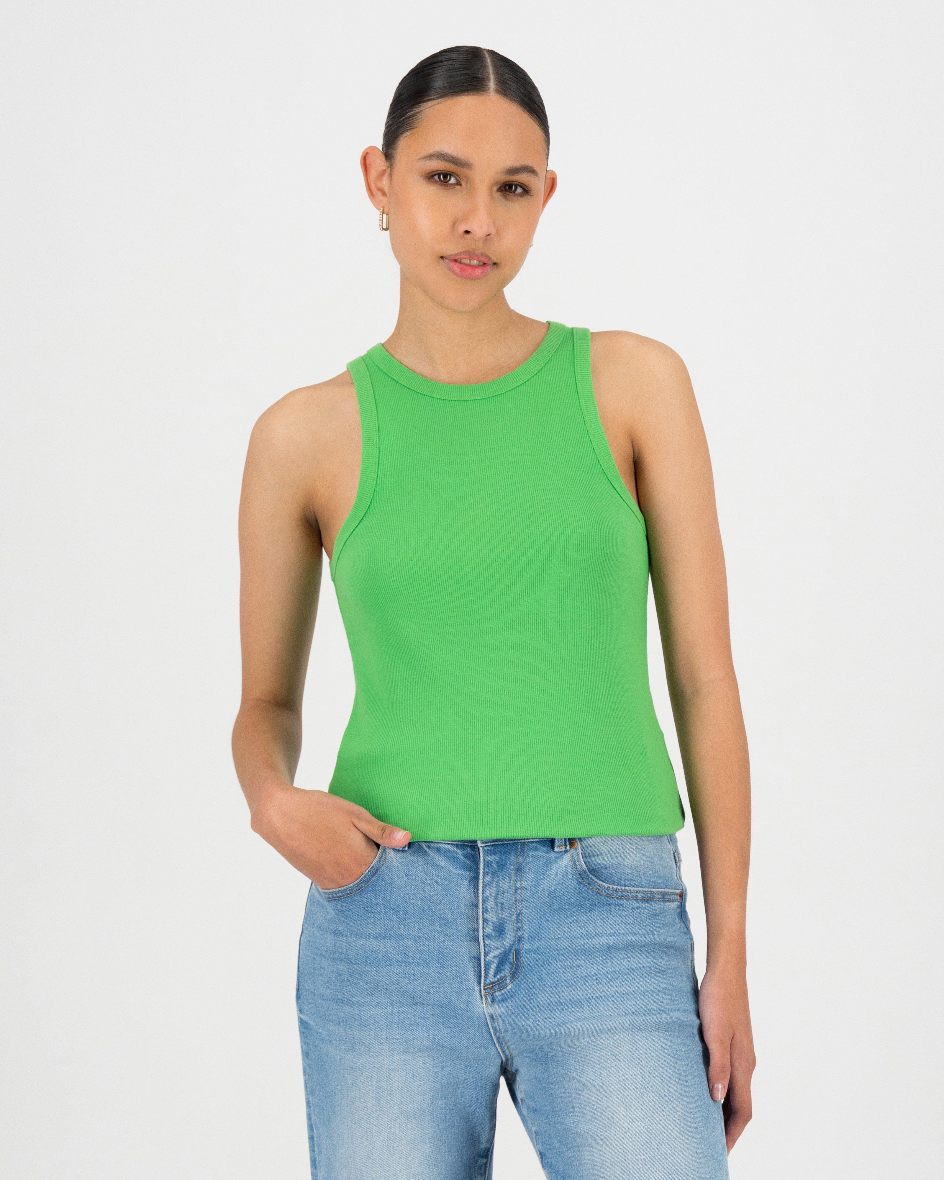 Roza Ribbed Vest -  green