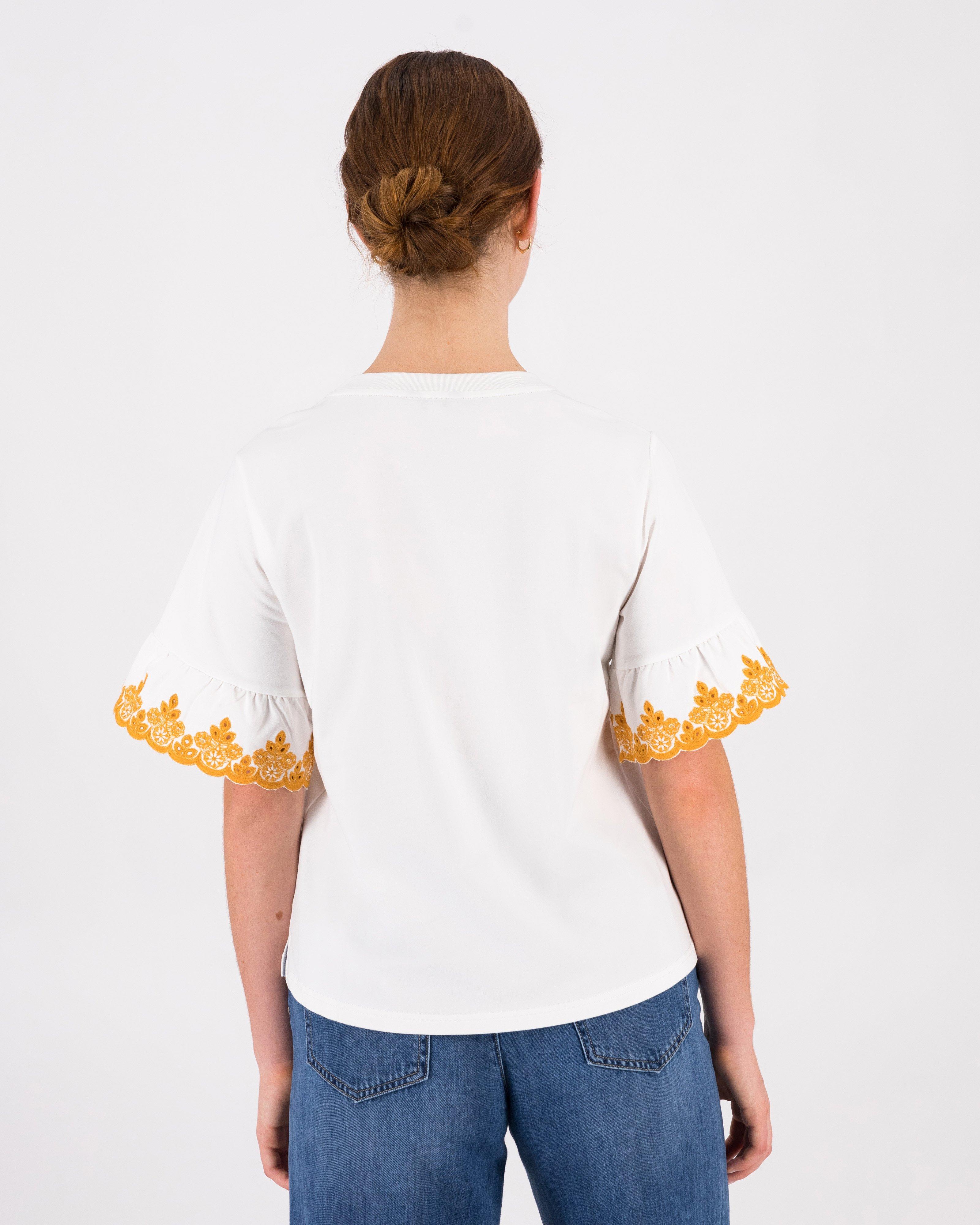 Leah Schiffli Detail T-Shirt -  ochre