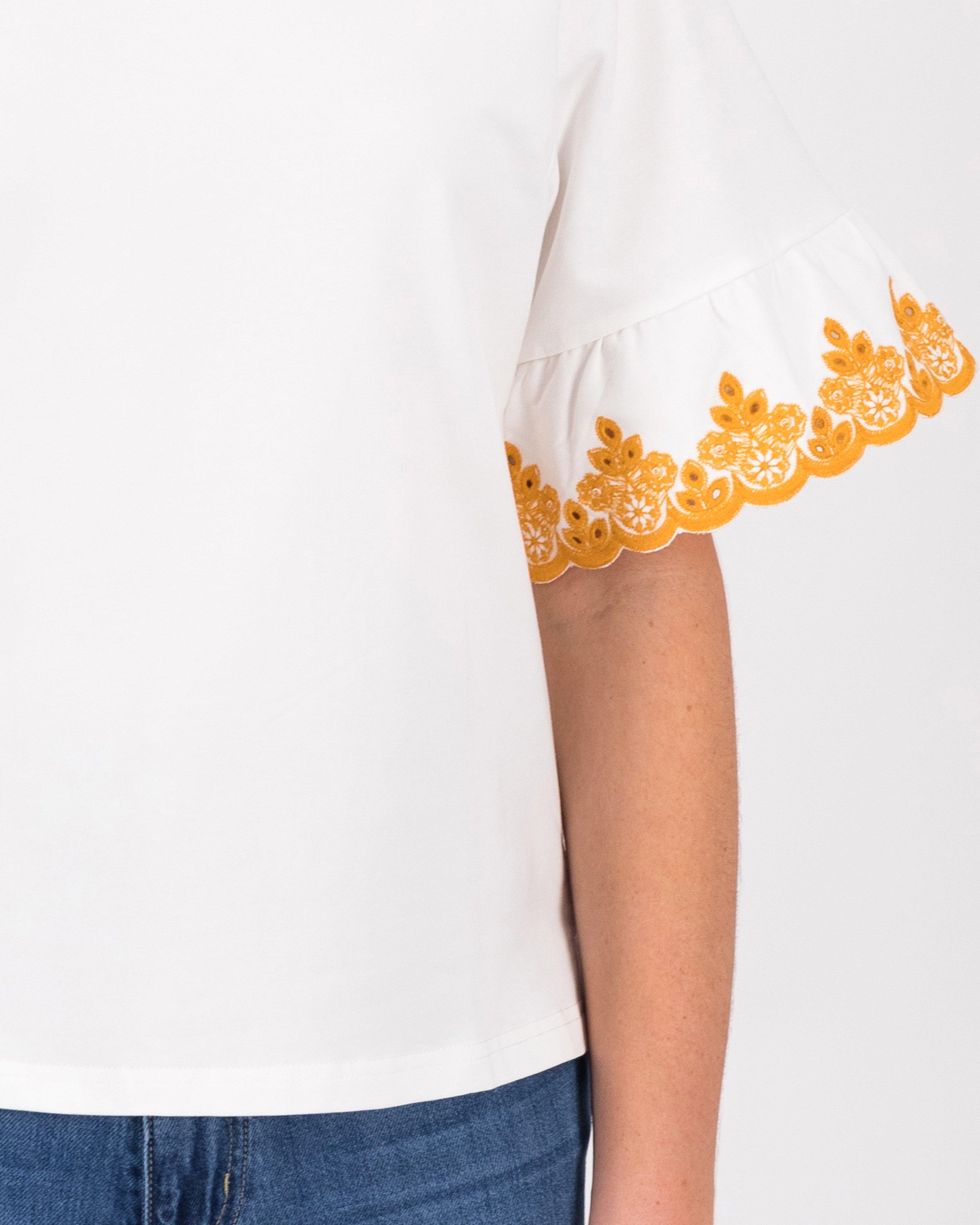 Leah Schiffli Detail T-Shirt -  ochre