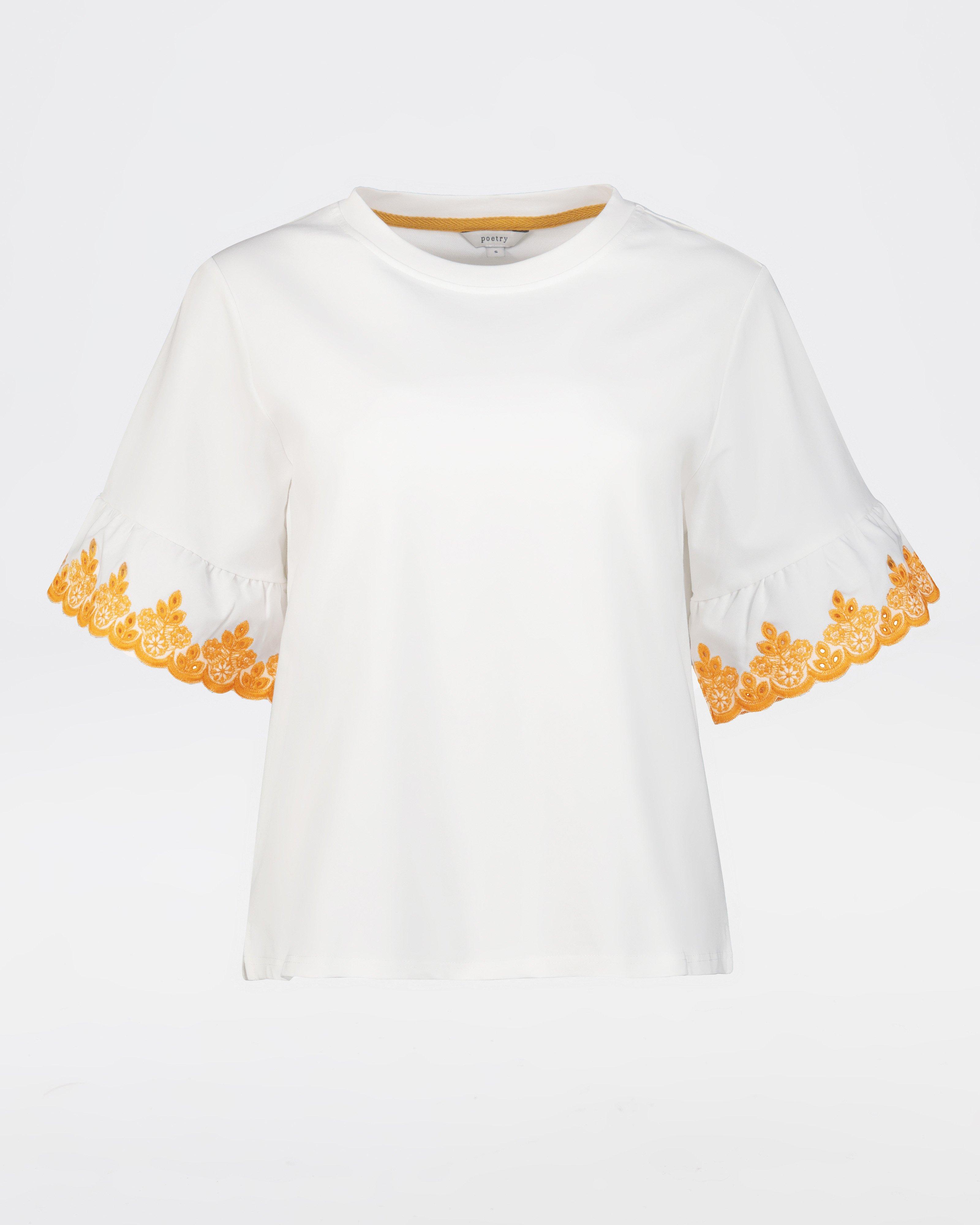 Leah Schiffli Detail T-Shirt -  ochre