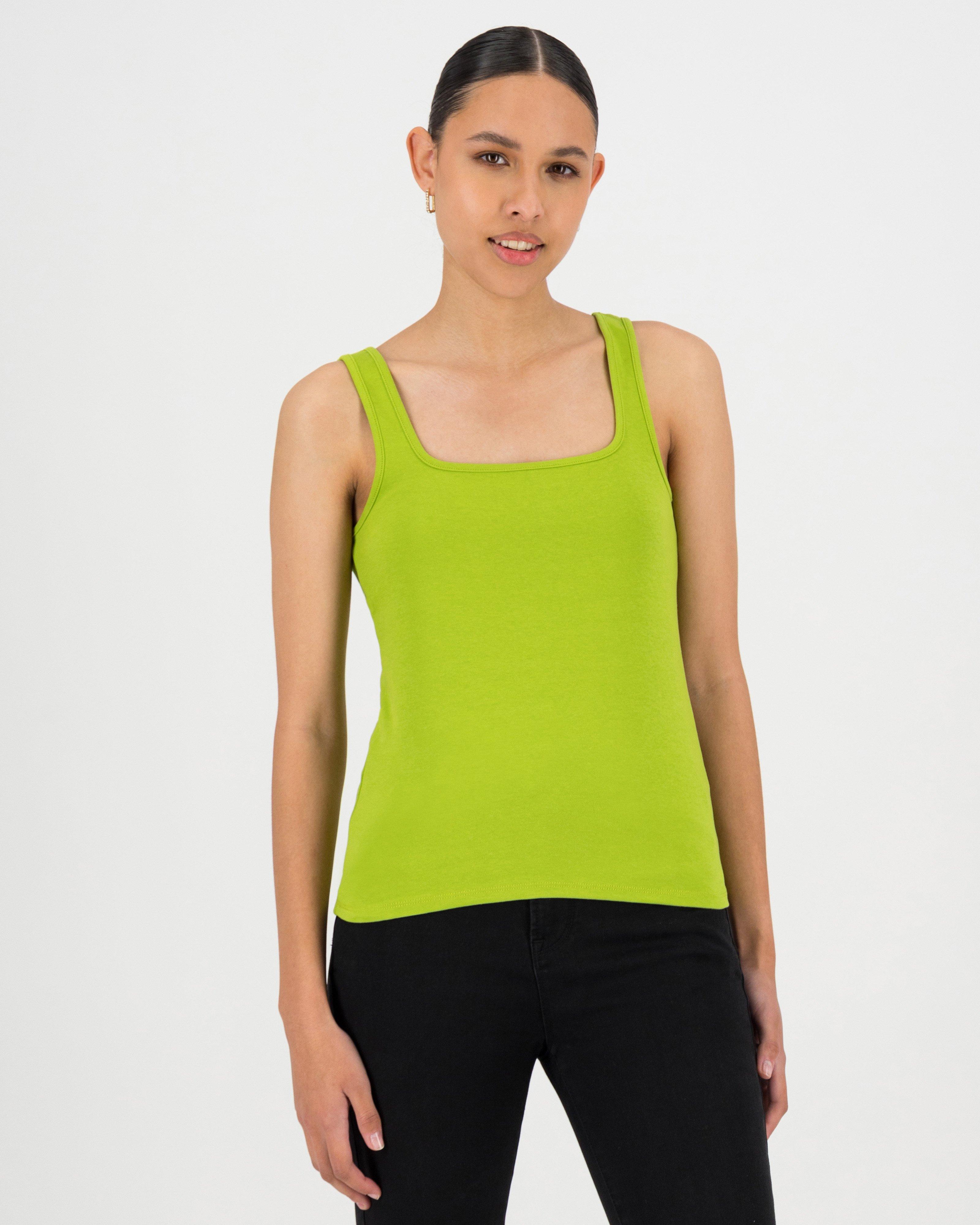 Imani Square Neck Tank Top -  green