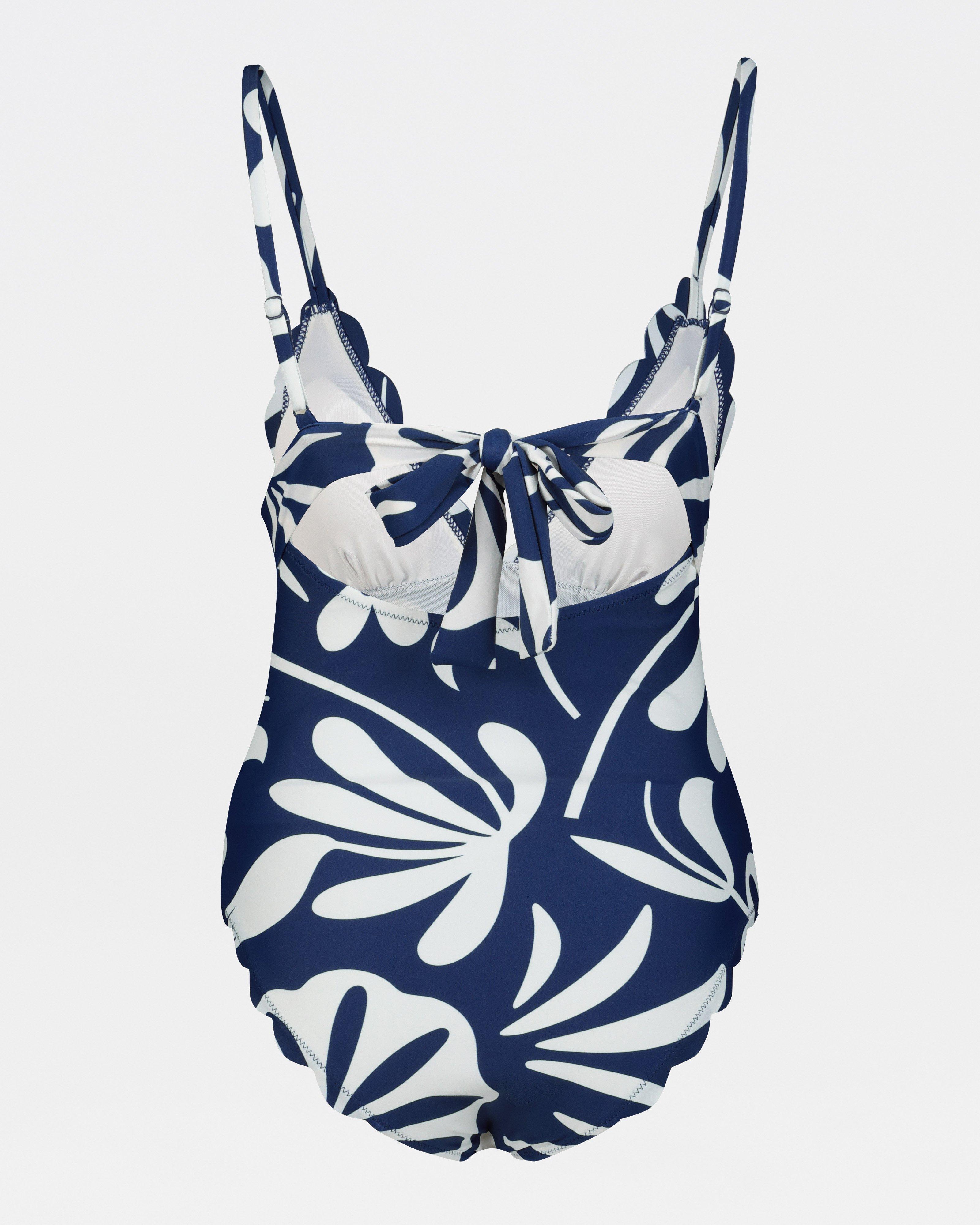 Chrishell Scalloped One-Piece Swimsuit -  blue