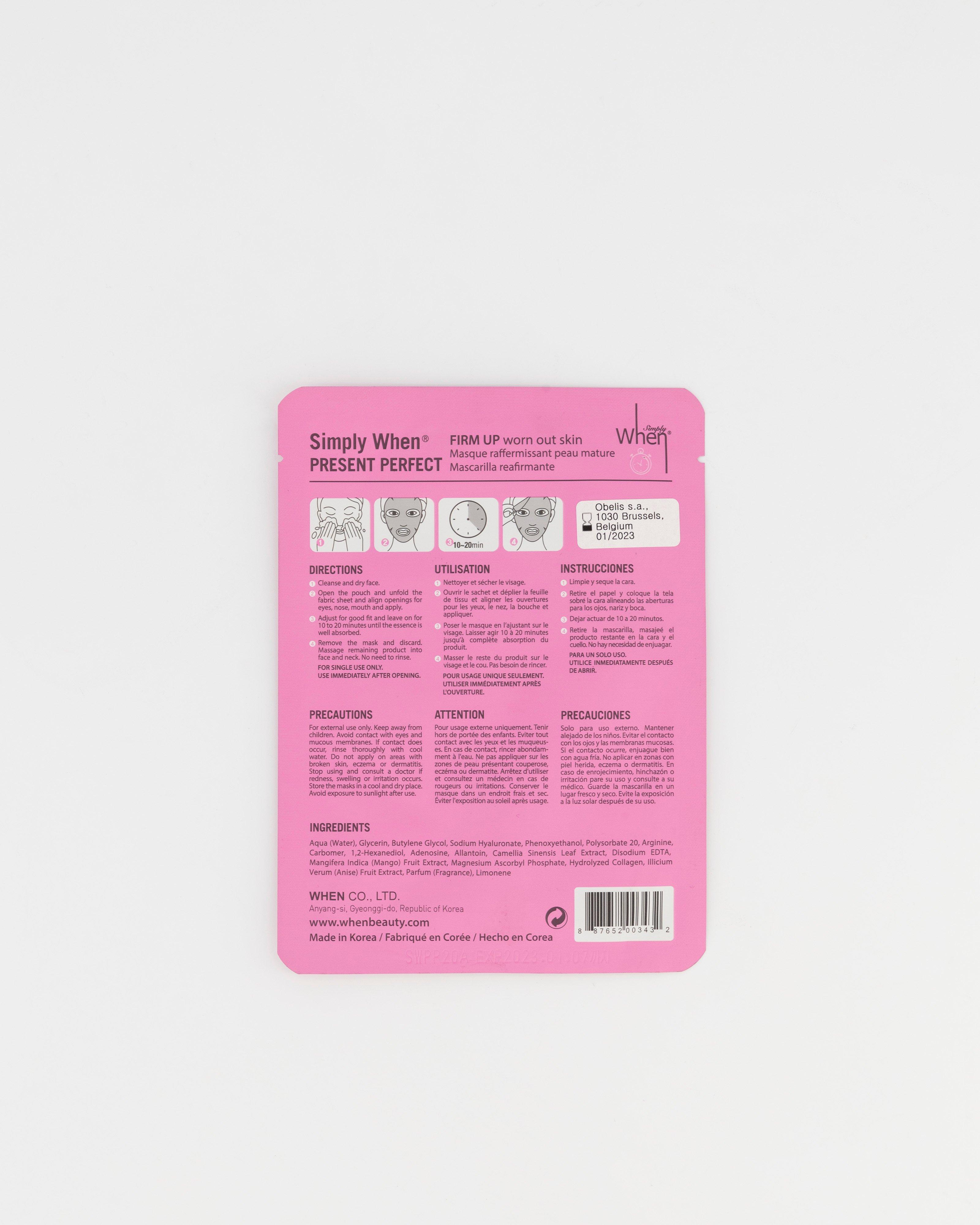 Simply When Present Perfect Firm Up Sheet Mask -  pink