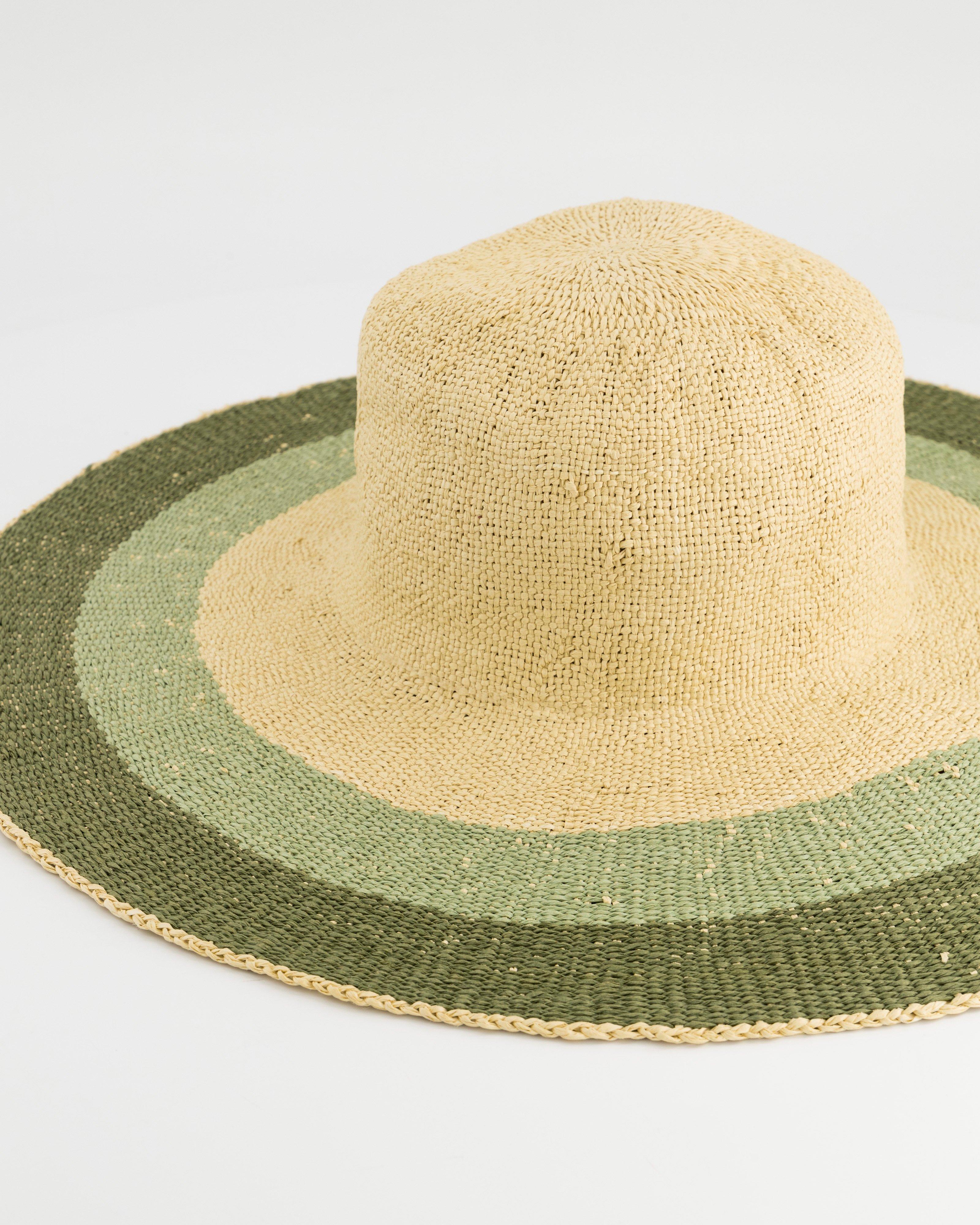 Gigi Stripe Update Wide Brim -  green