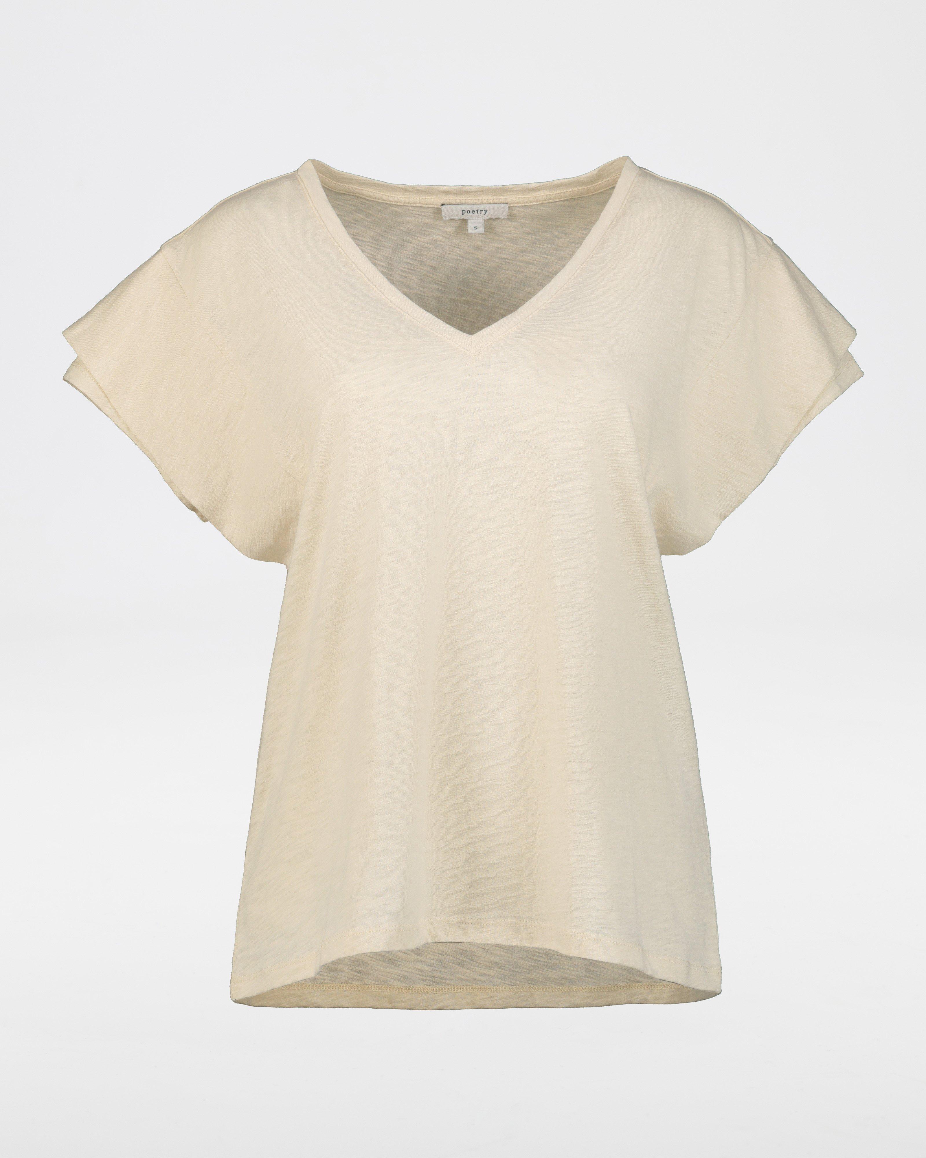 Ariel V-Neck T-Shirt -  milk