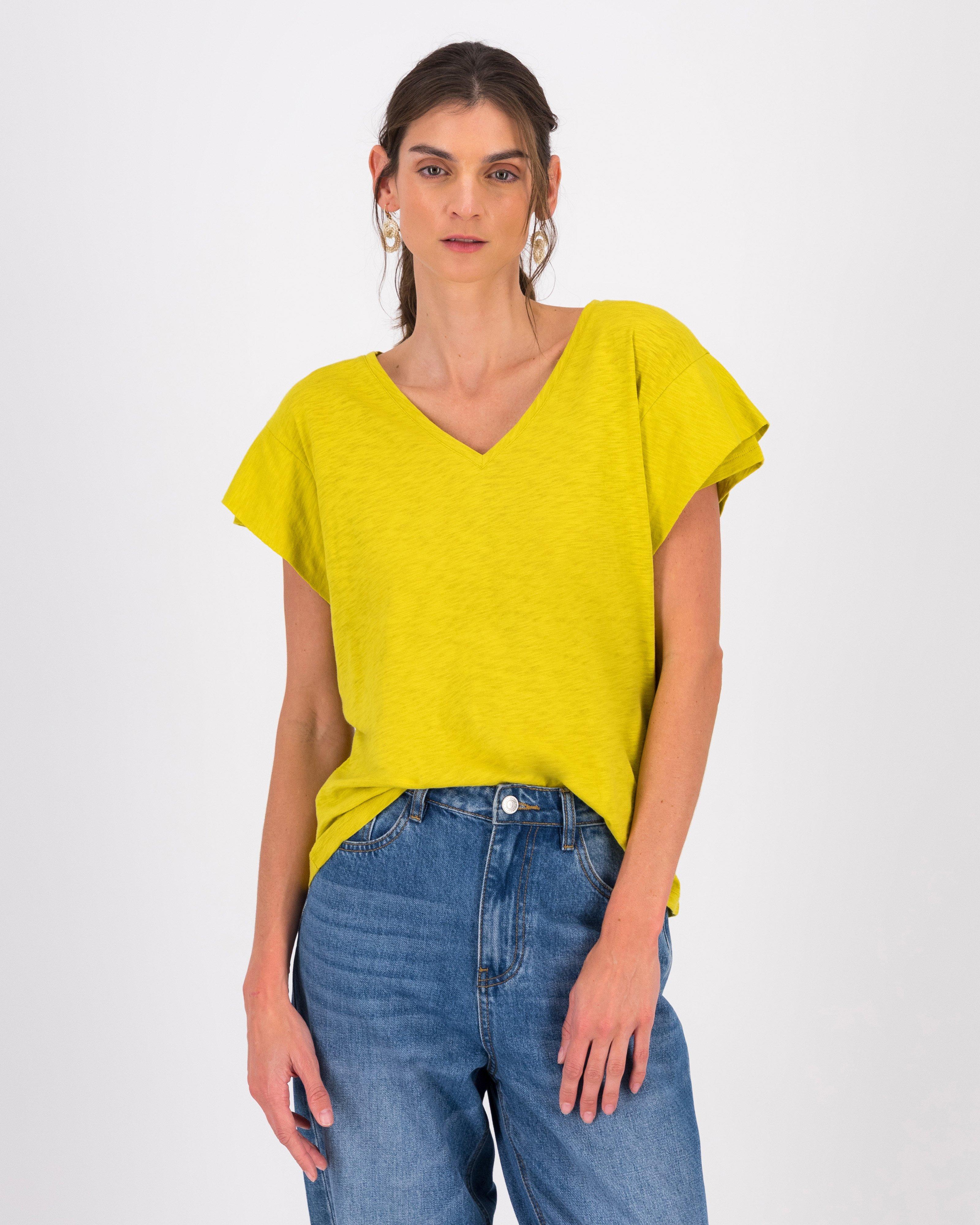 Ariel V-Neck T-Shirt -  yellow