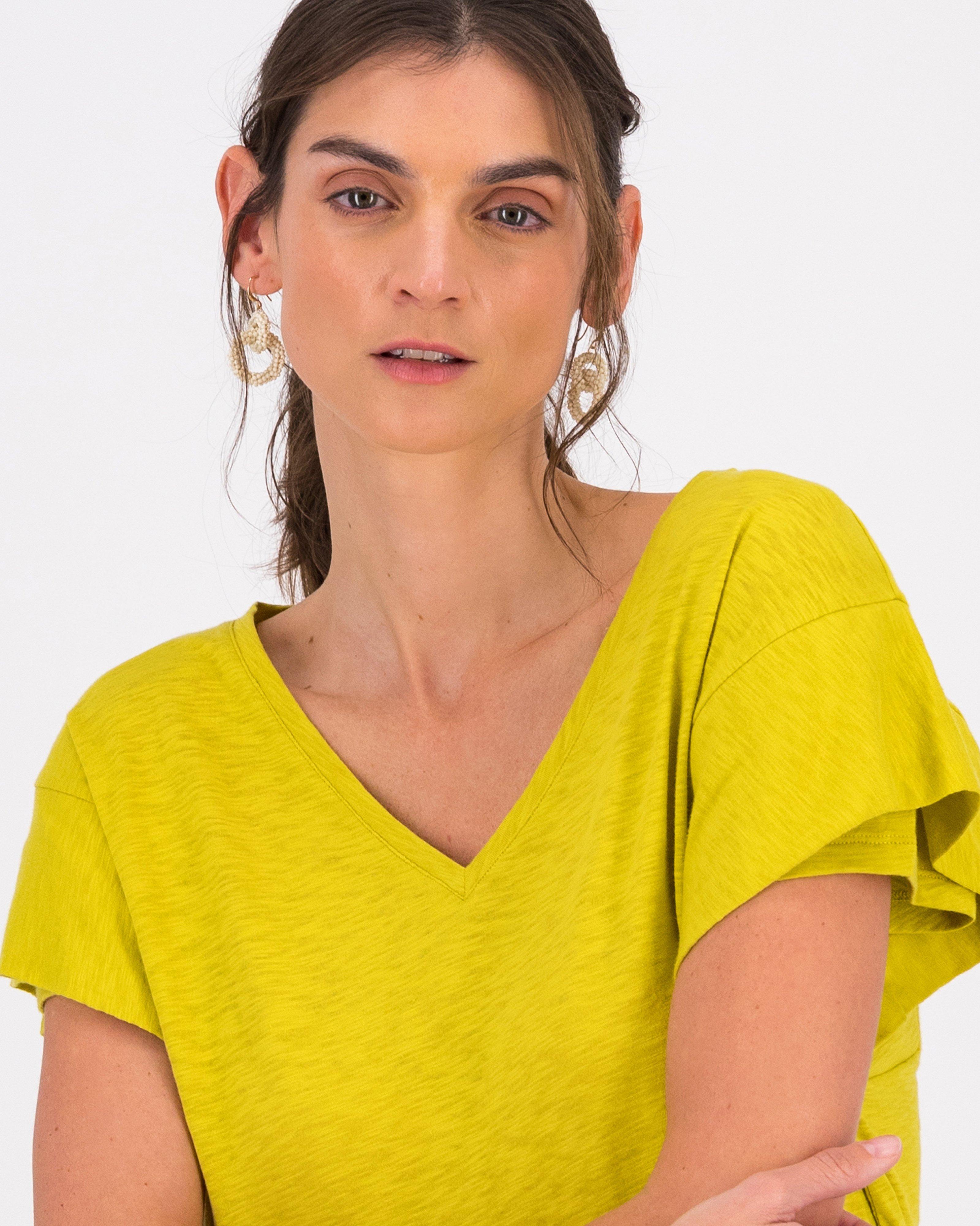 Ariel V-Neck T-Shirt -  yellow