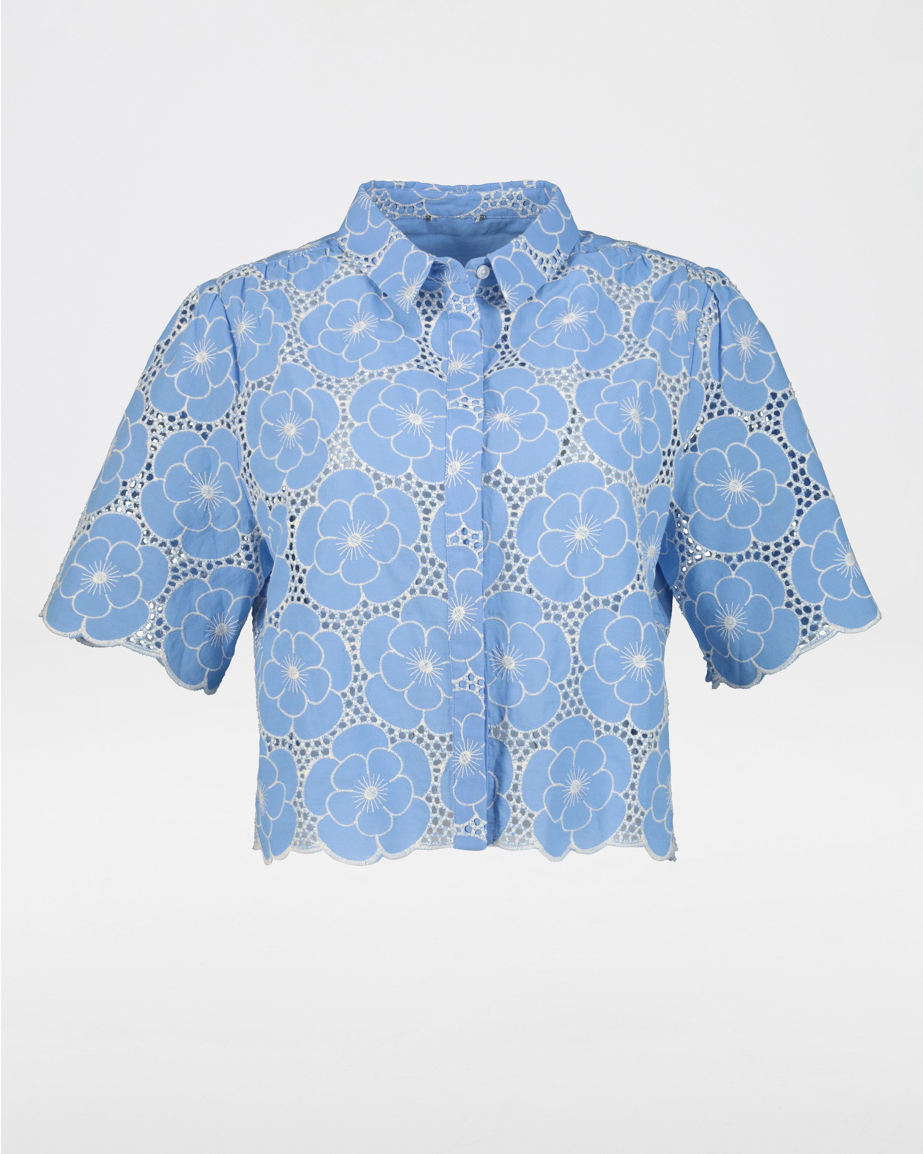 Bonnie Schiffli Blouse -  blue