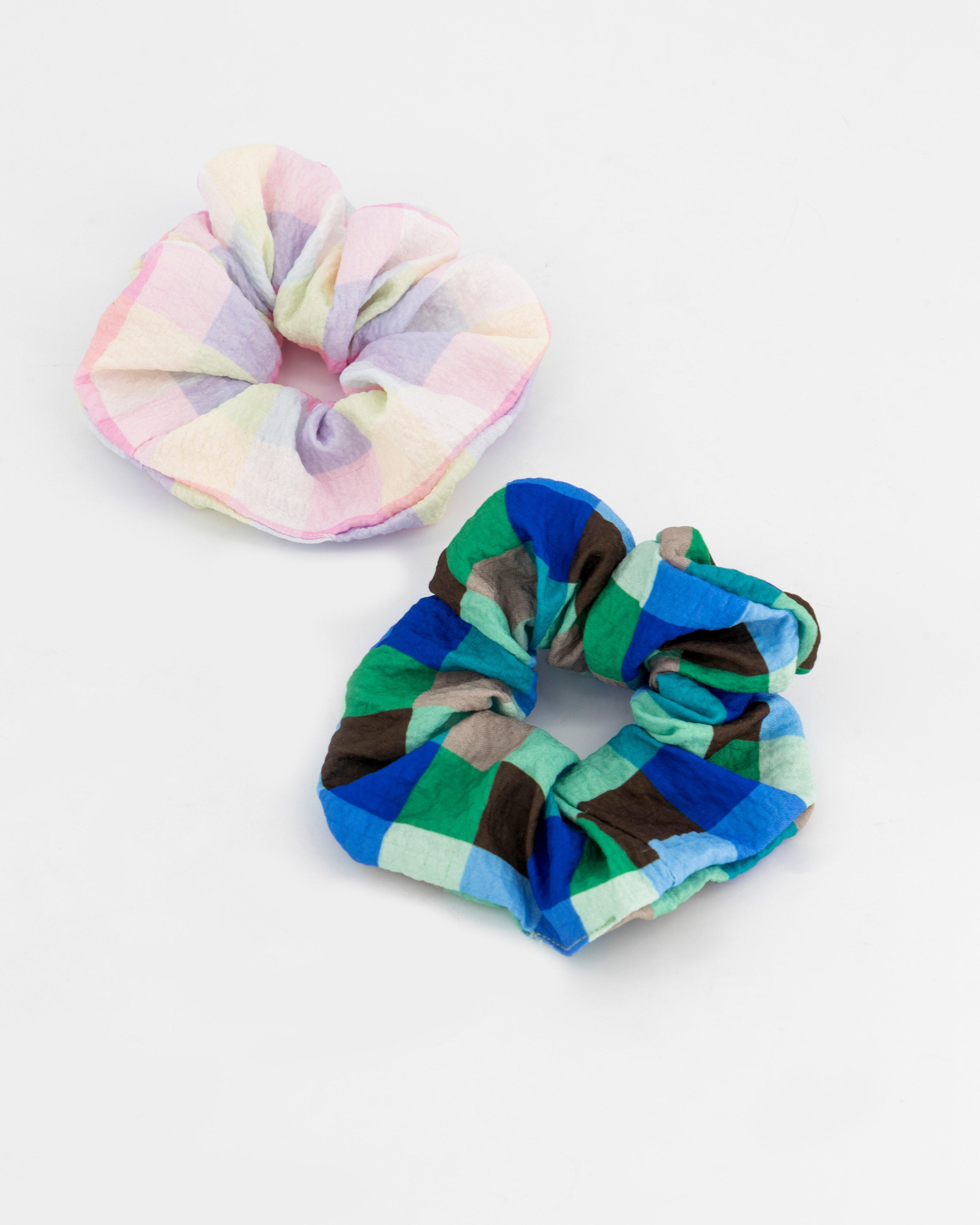 2-Pack Brittany Check Scrunchie Set -  assorted