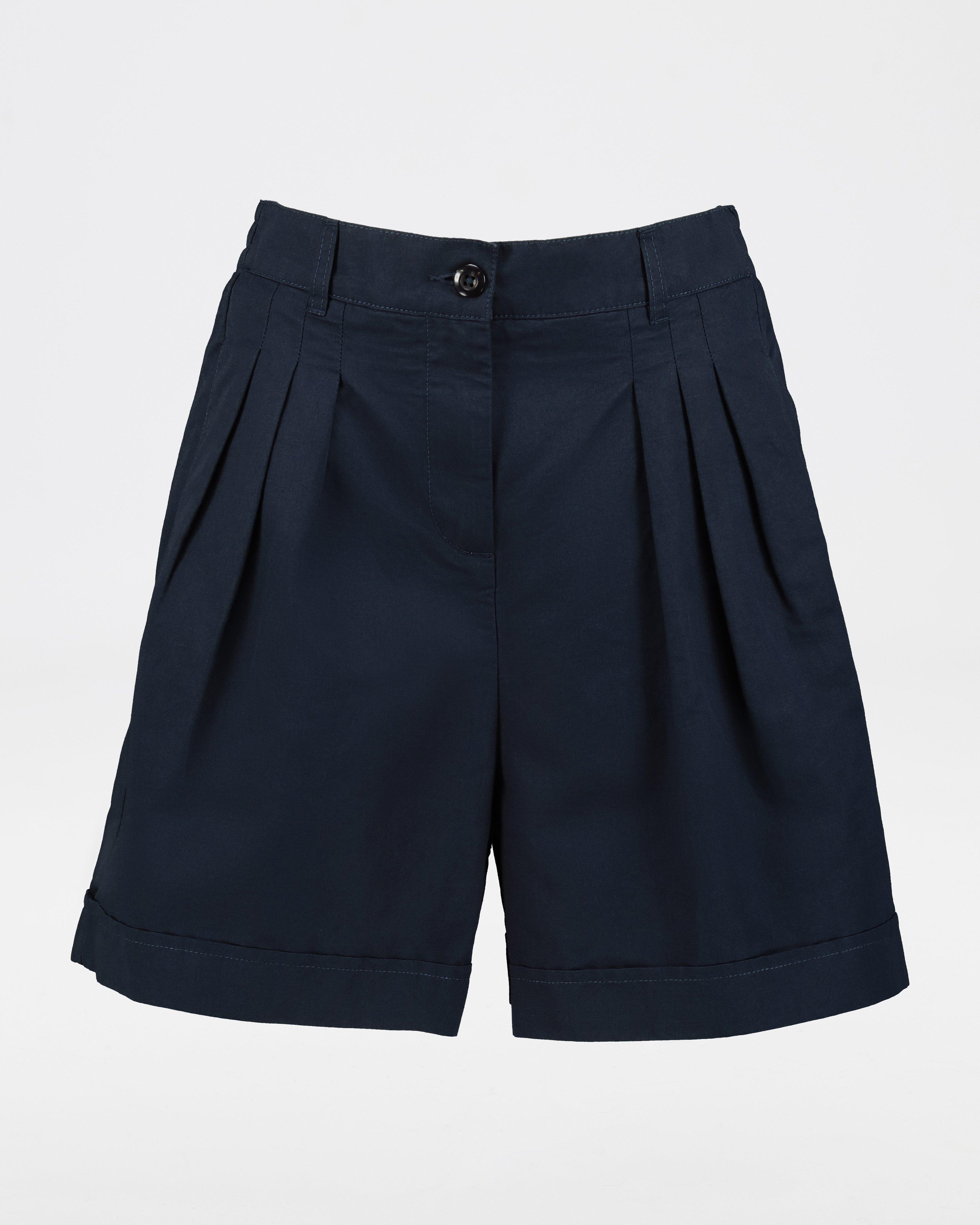 Josilyn Pleated Shorts -  navy